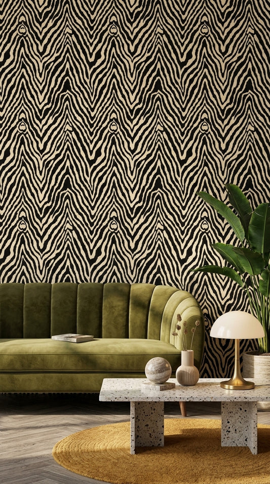 Zebra Print Wallpaper Animal Pattern Removable Black And Cream Wall Decor