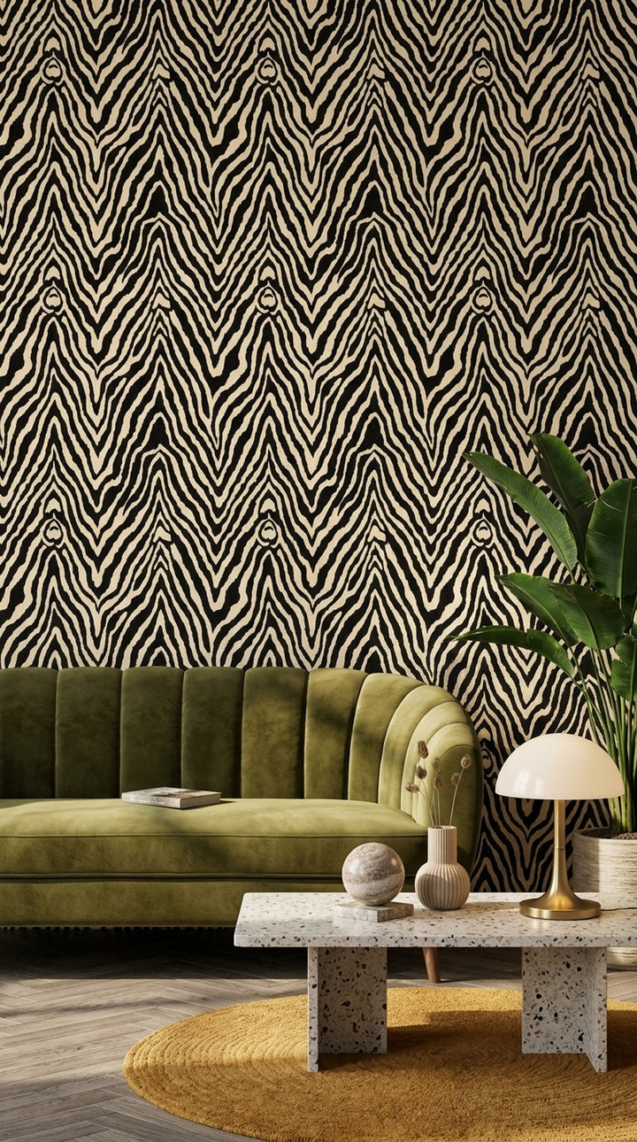Zebra Print Wallpaper Animal Pattern Removable Black And Cream Wall Decor