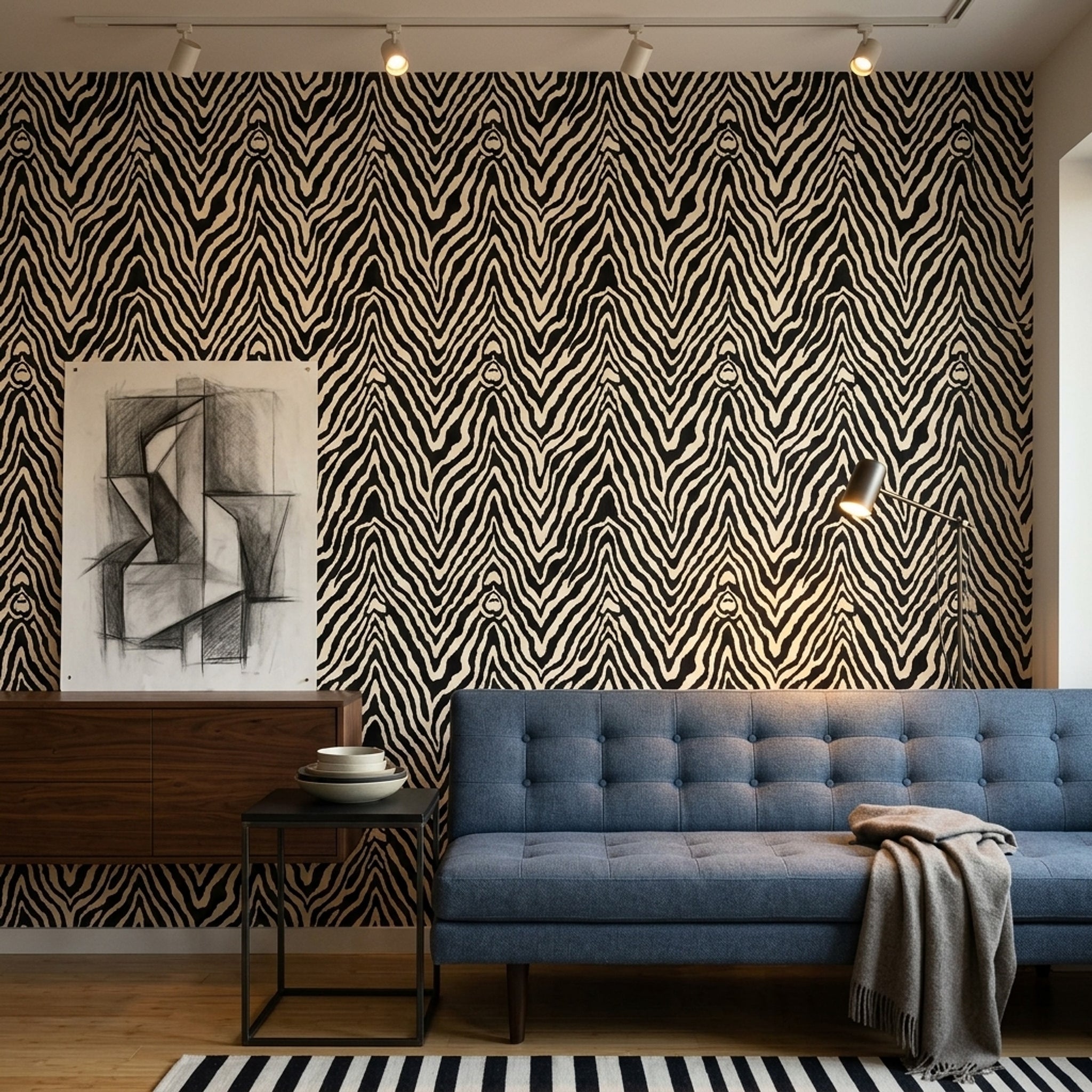 Zebra Print Wallpaper Animal Pattern Removable Black And Cream Wall Decor
