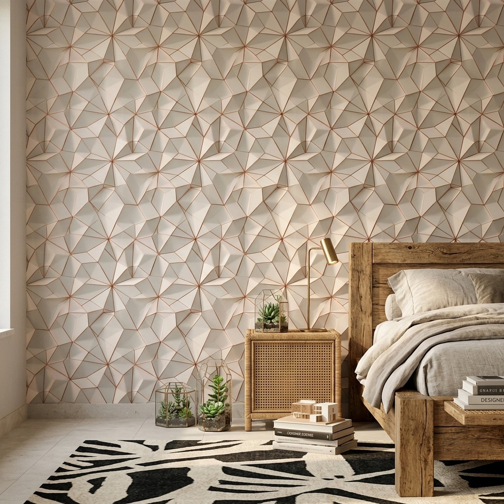 Geometric Wallpaper 3D Faceted Removable Low Poly Wall Decor