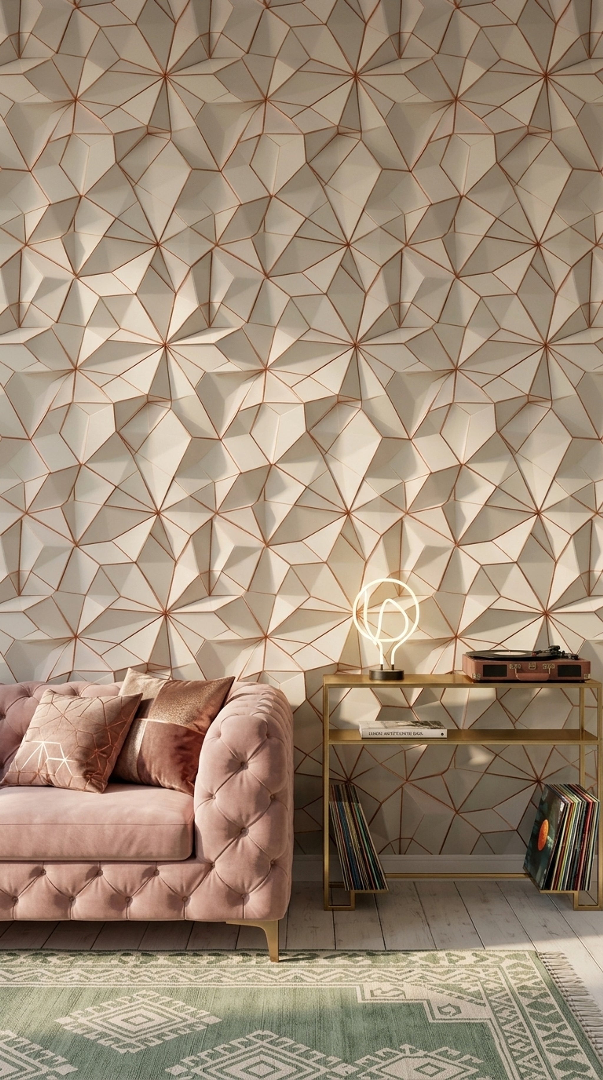 Geometric Wallpaper 3D Faceted Removable Low Poly Wall Decor
