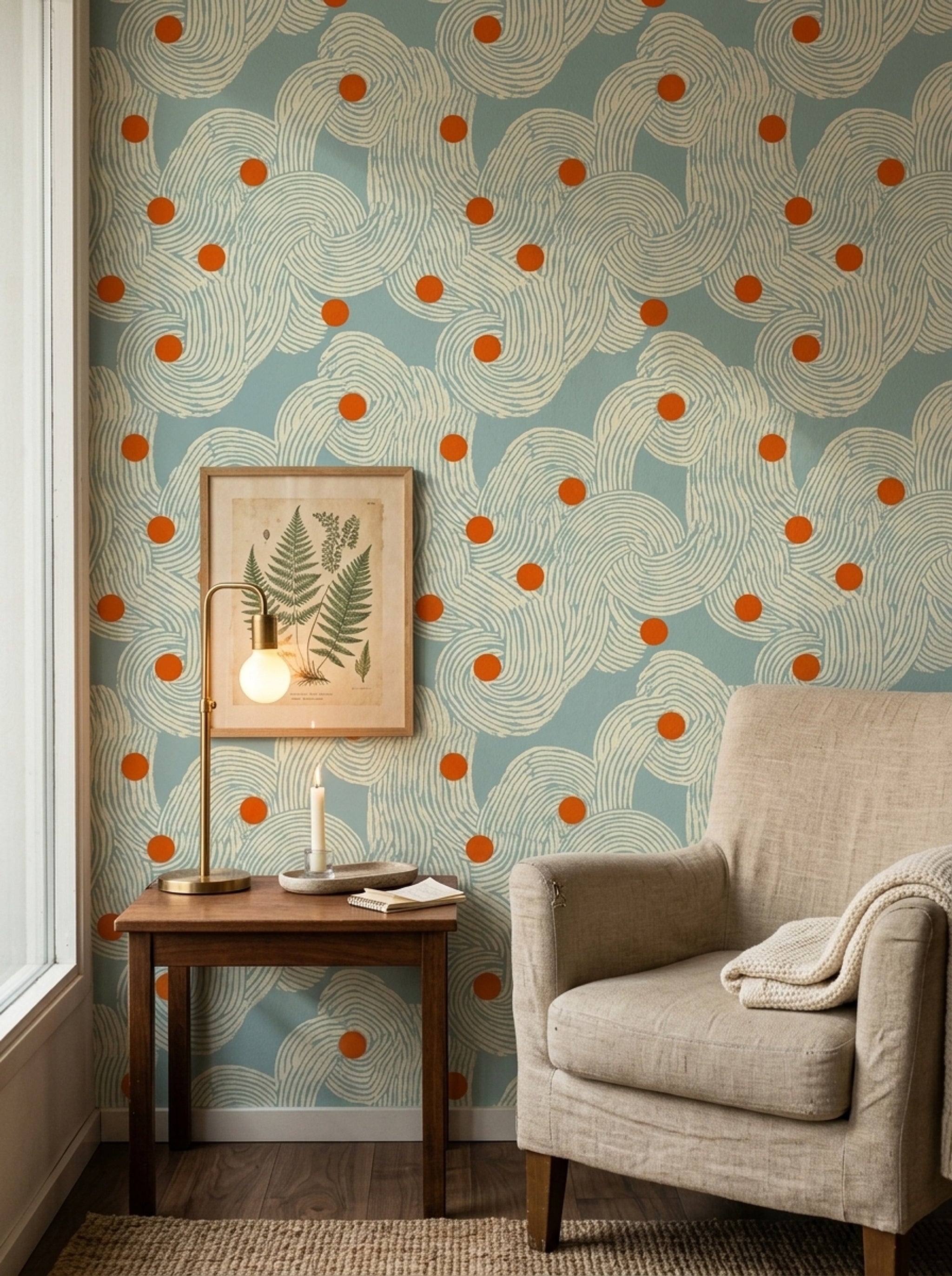 Mid Century Modern Wallpaper Retro Abstract Removable Wall Decor