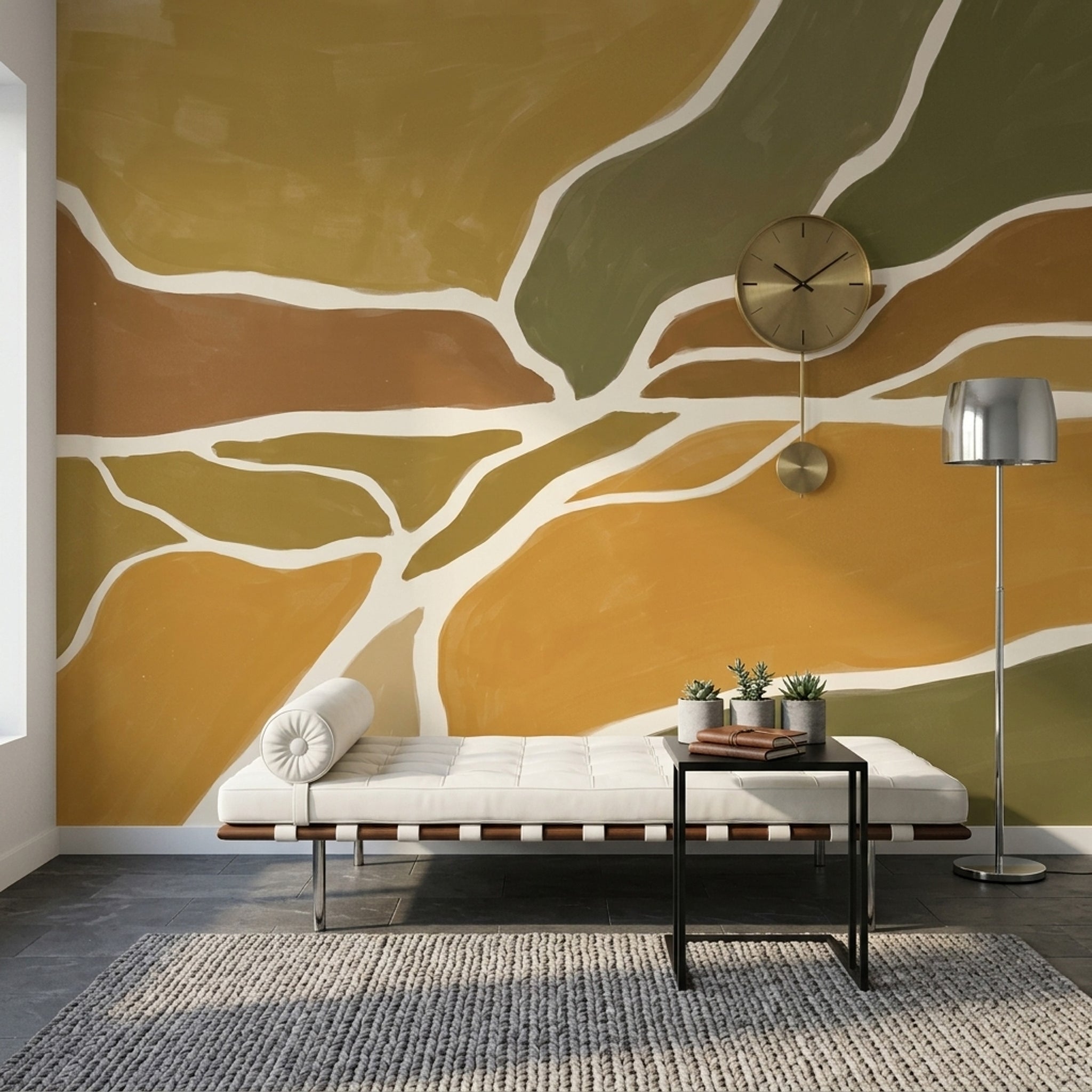 Abstract Landscape Wallpaper Earth Tone Contour Lines Wall Mural
