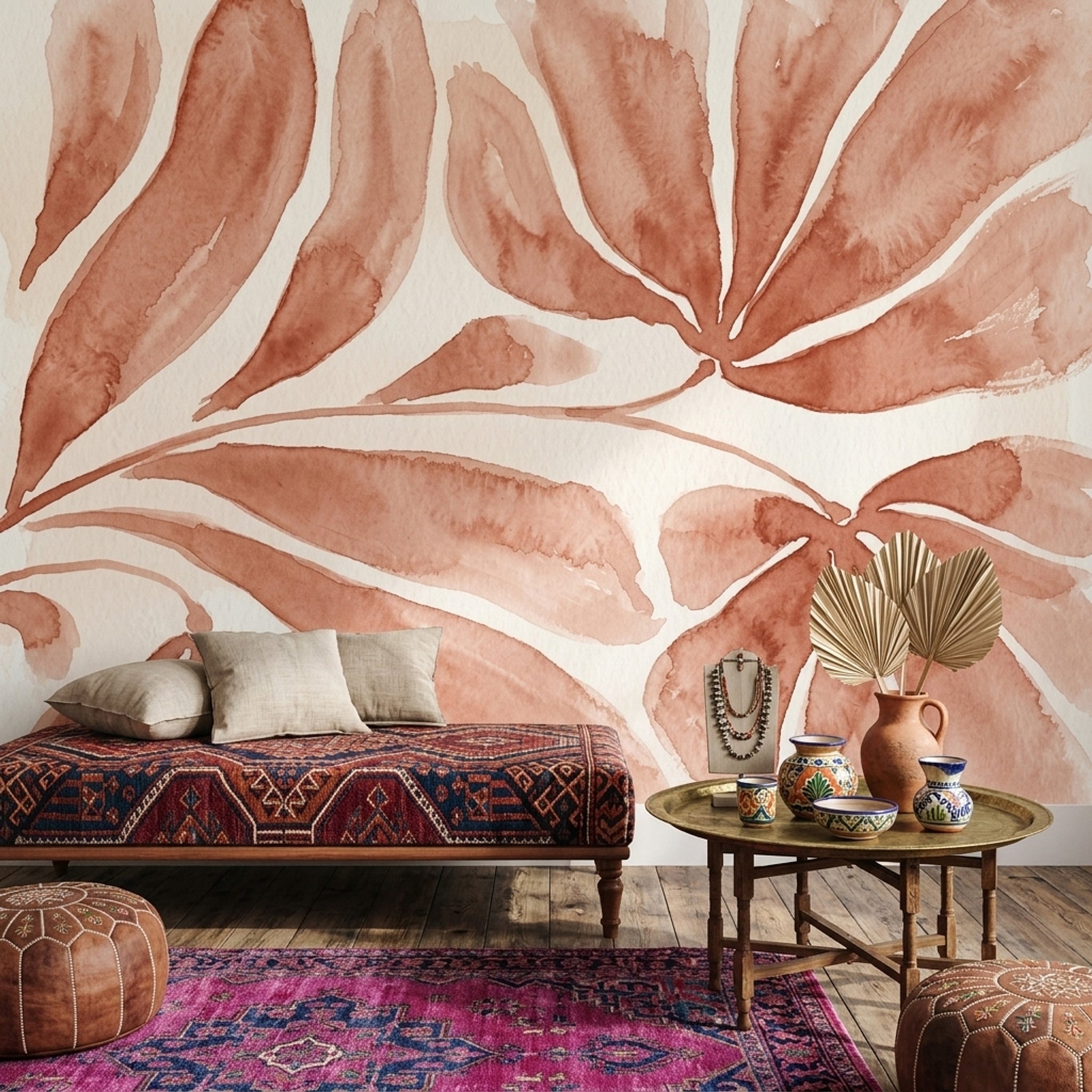 Watercolor Wallpaper Tropical Leaves Botanical Wall Mural