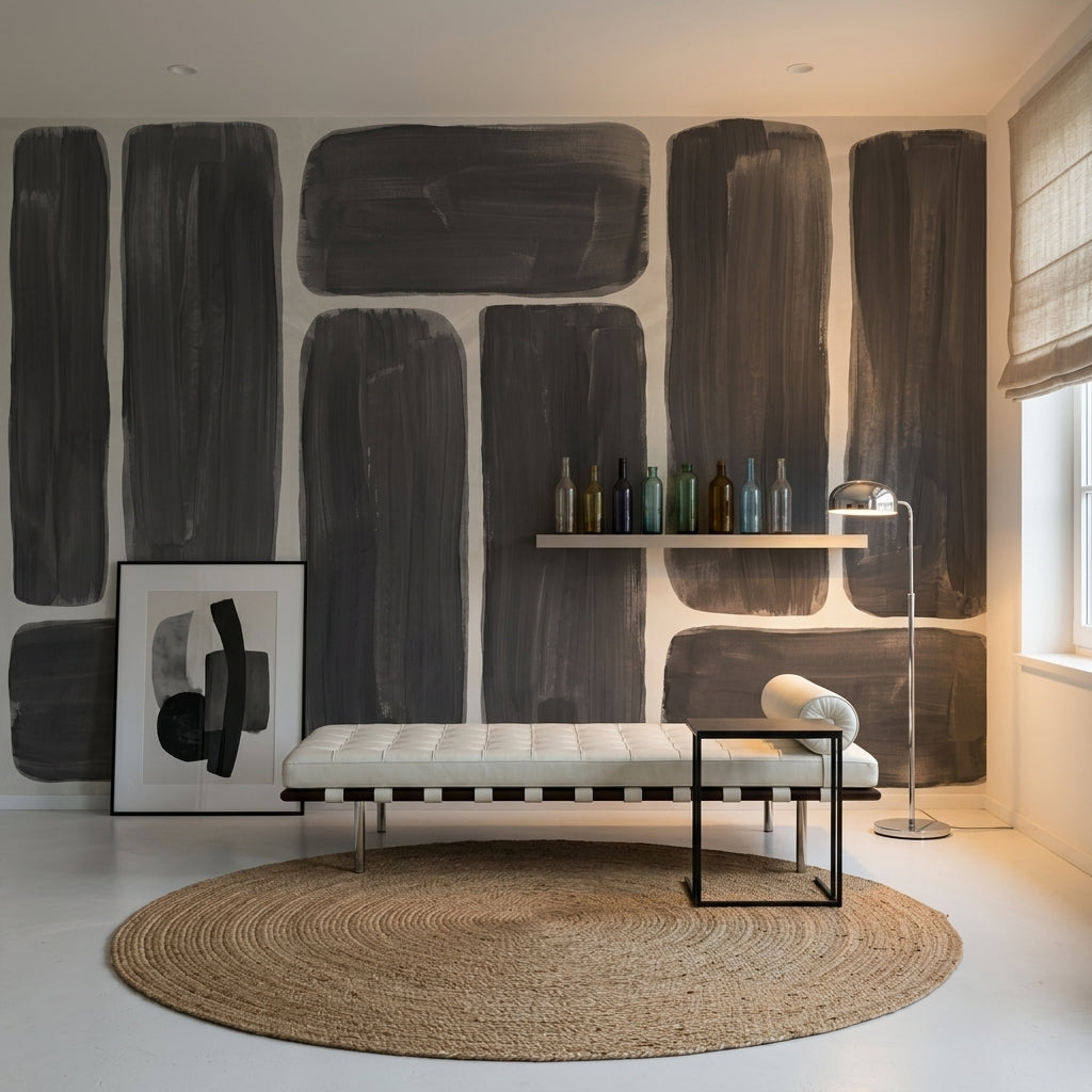 Geometric Blocks Wallpaper Rounded Rectangles Removable Brushstroke Texture Wall Decor