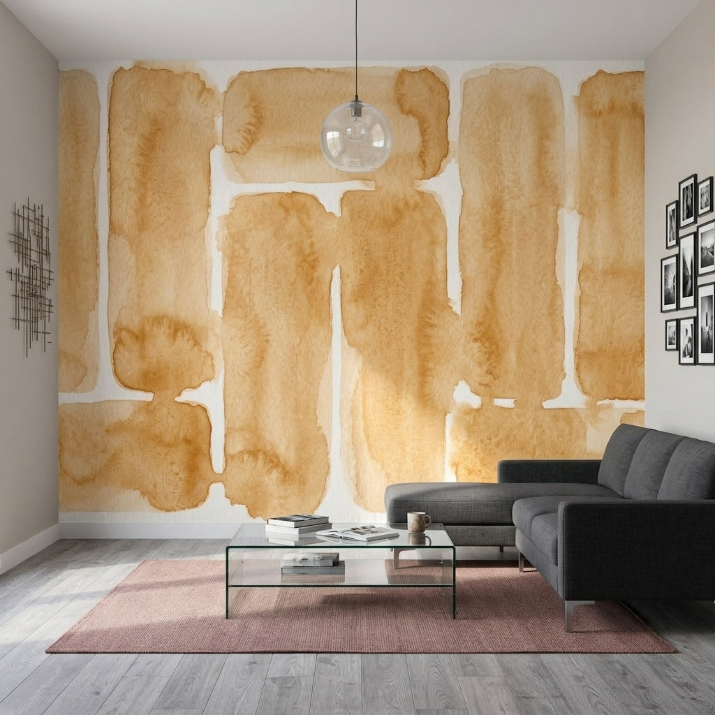 Abstract Watercolor Wallpaper Rounded Rectangles Removable Minimal Modern Wall Decor