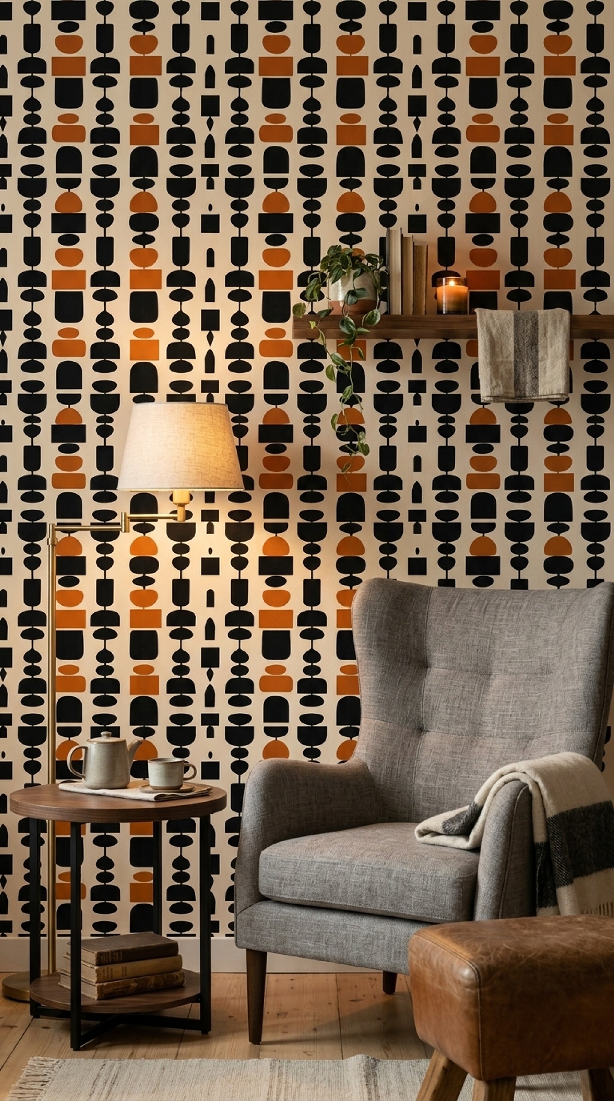 Mid Century Modern Wallpaper Totem Removable Wall Decor