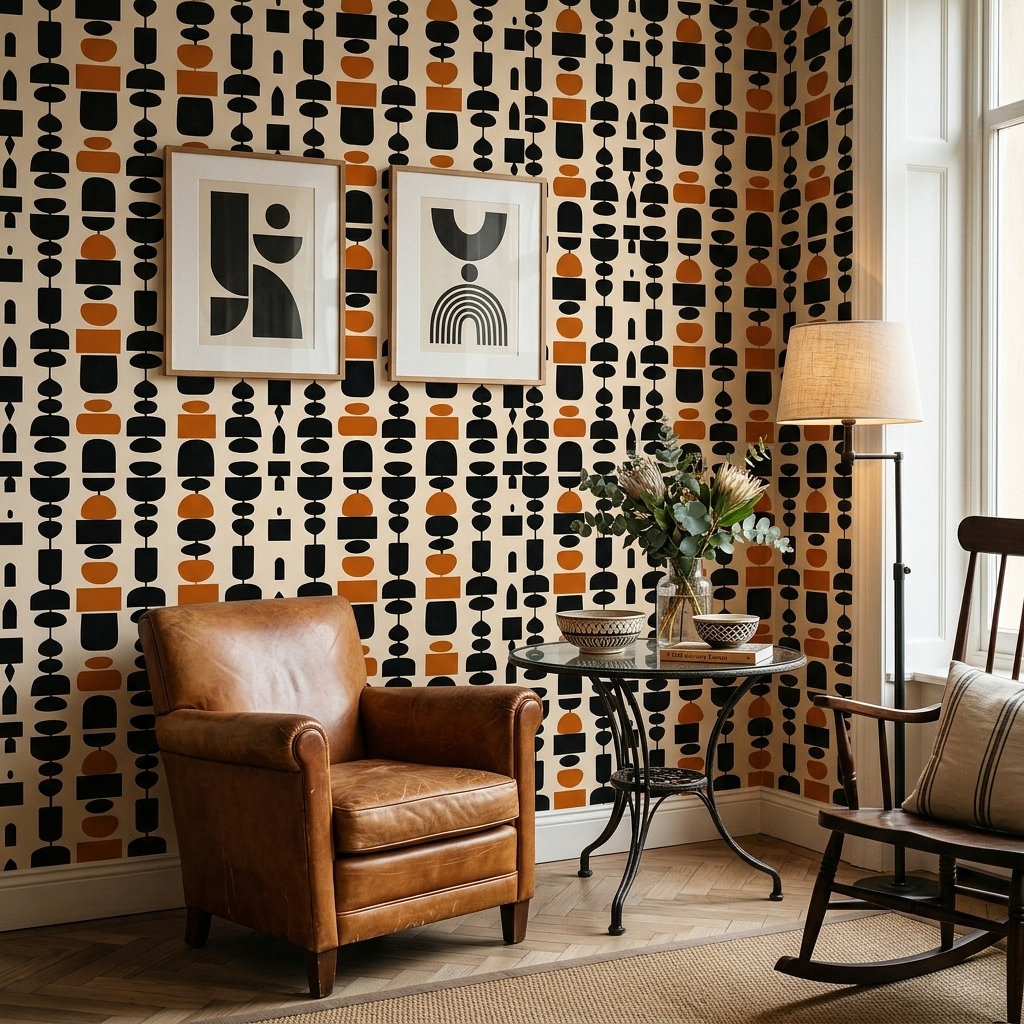 Mid Century Modern Wallpaper Totem Removable Wall Decor