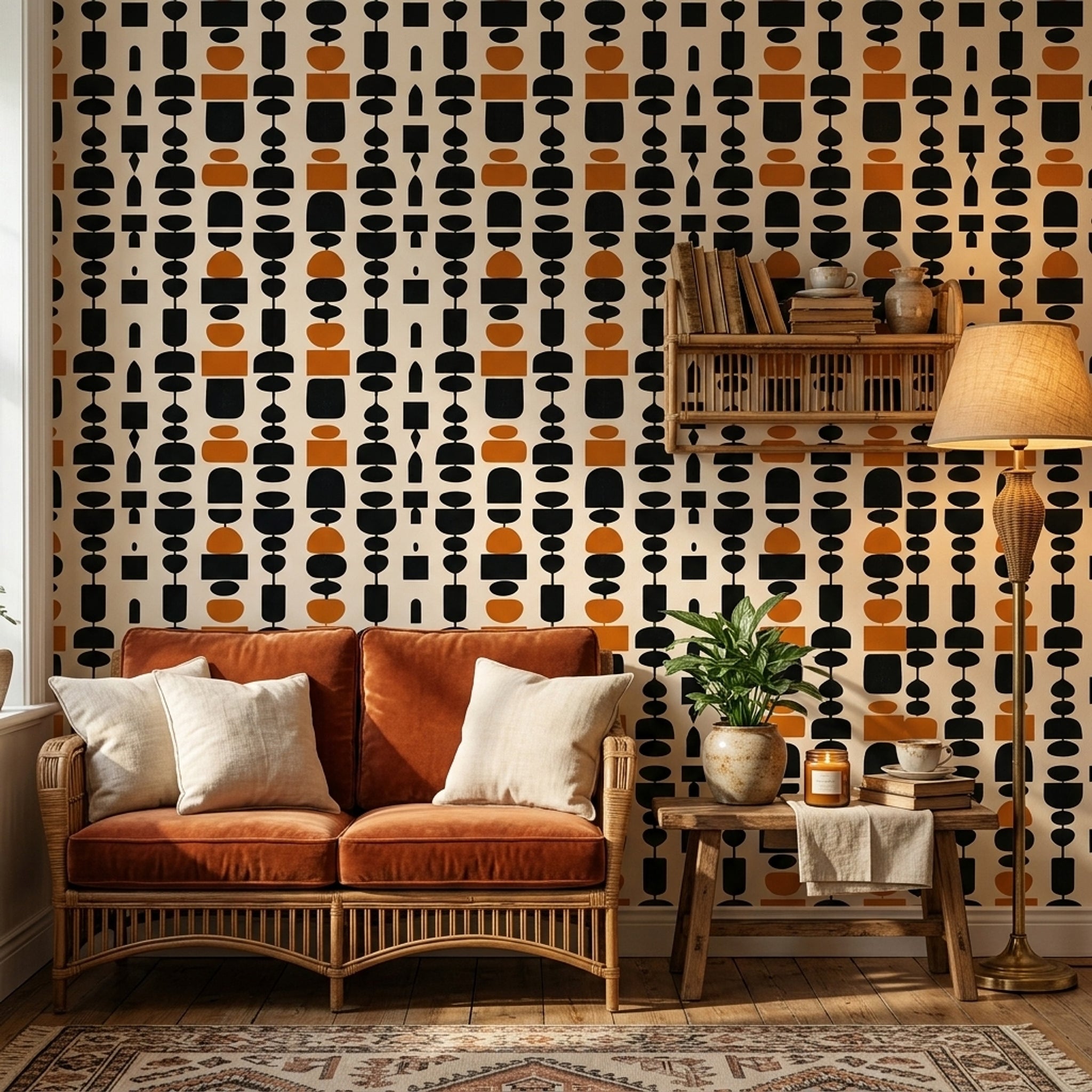 Mid Century Modern Wallpaper Totem Removable Wall Decor