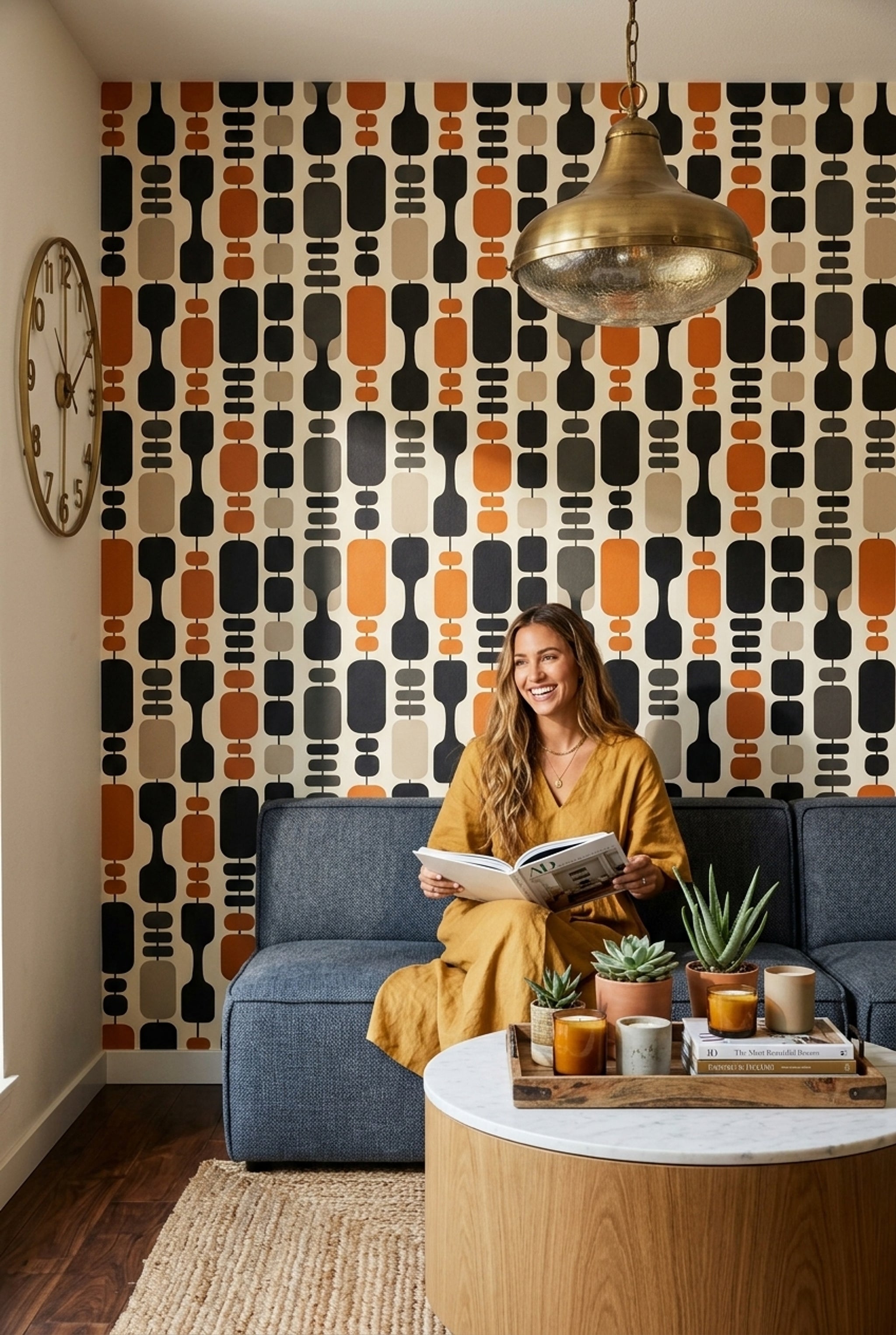 Mid Century Modern Wallpaper Retro Geometric Decorative Mural