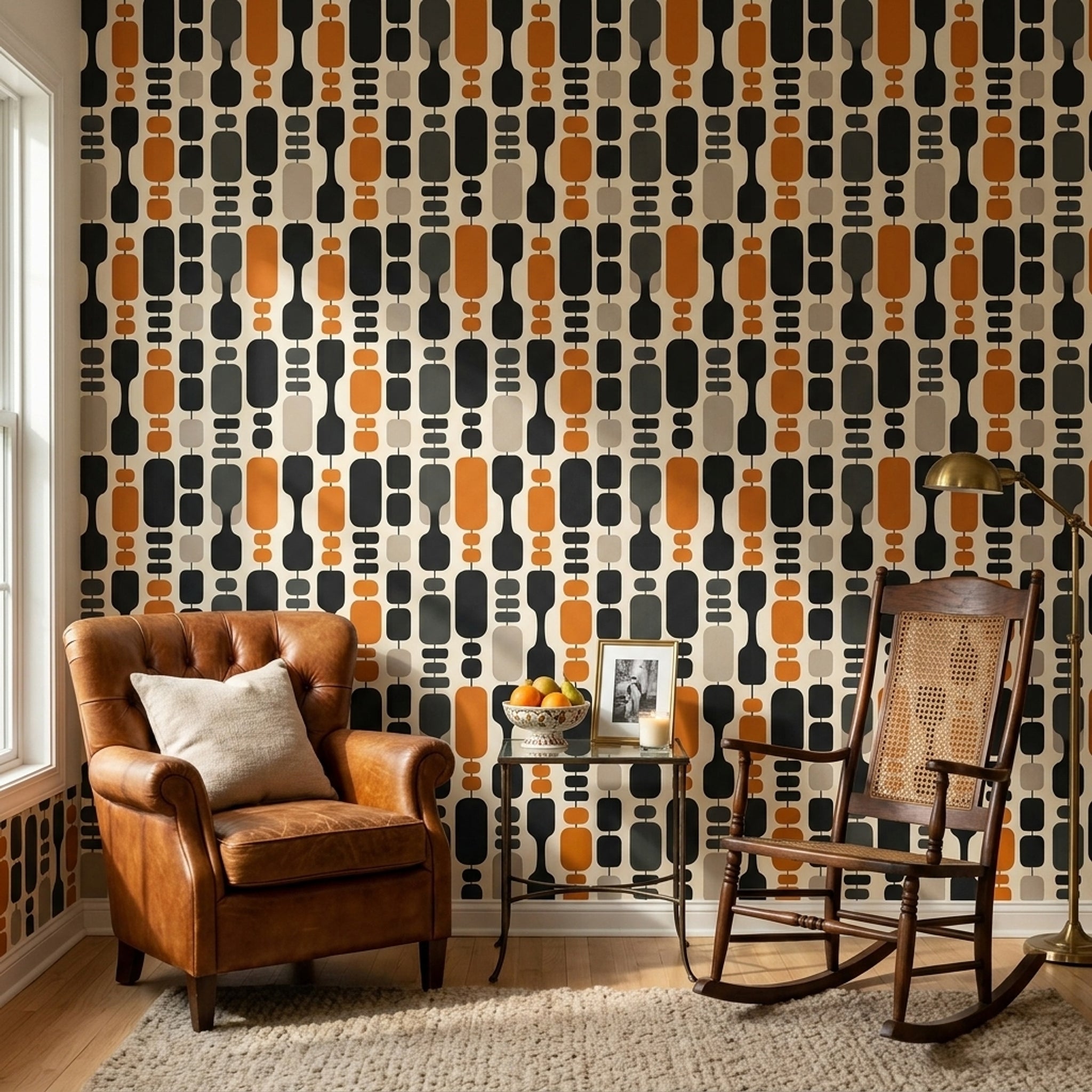 Mid Century Modern Wallpaper Retro Geometric Decorative Mural