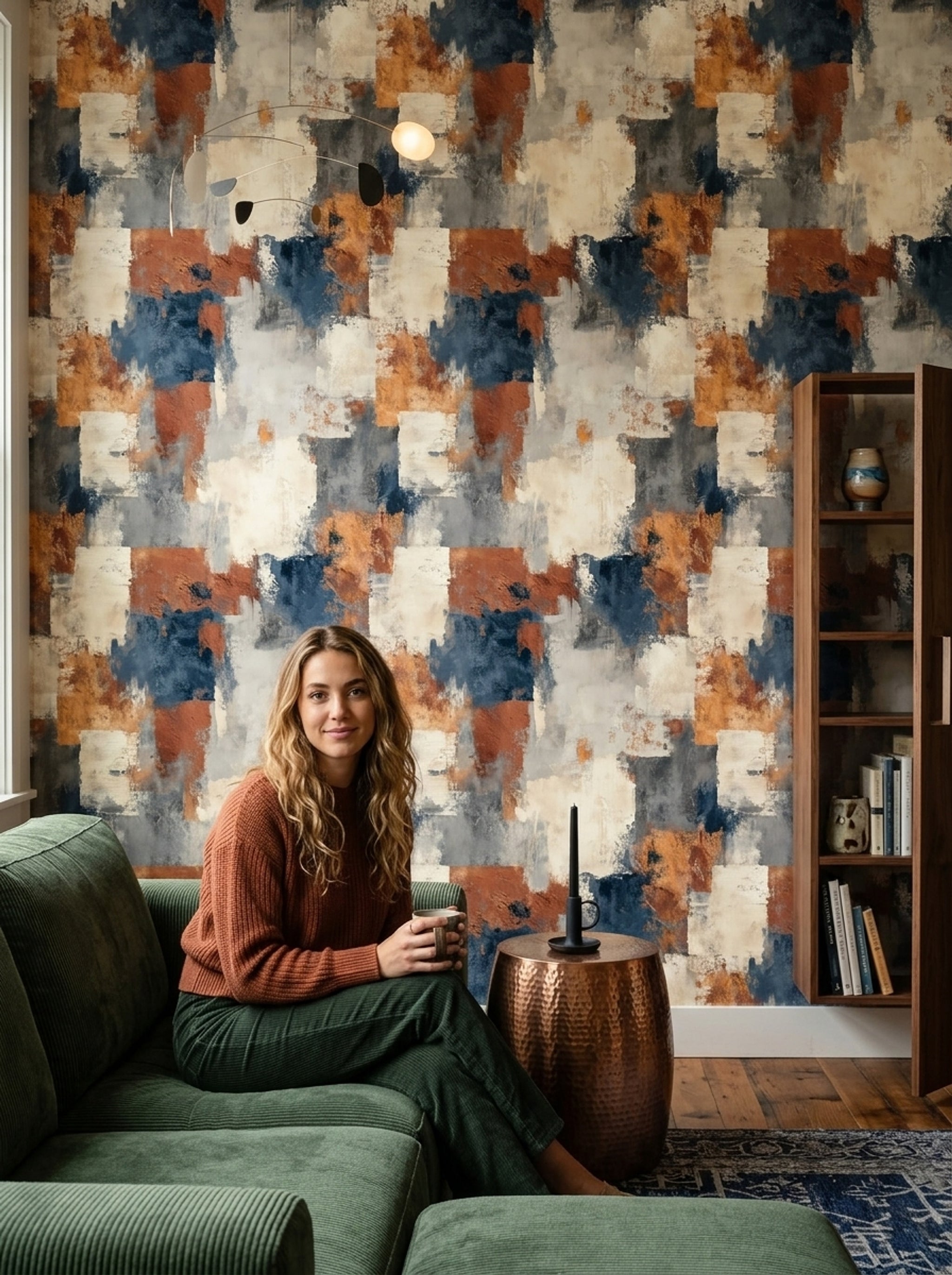 Geometric Blocks Wallpaper Textured Paint Removable Color Block Wall Decor