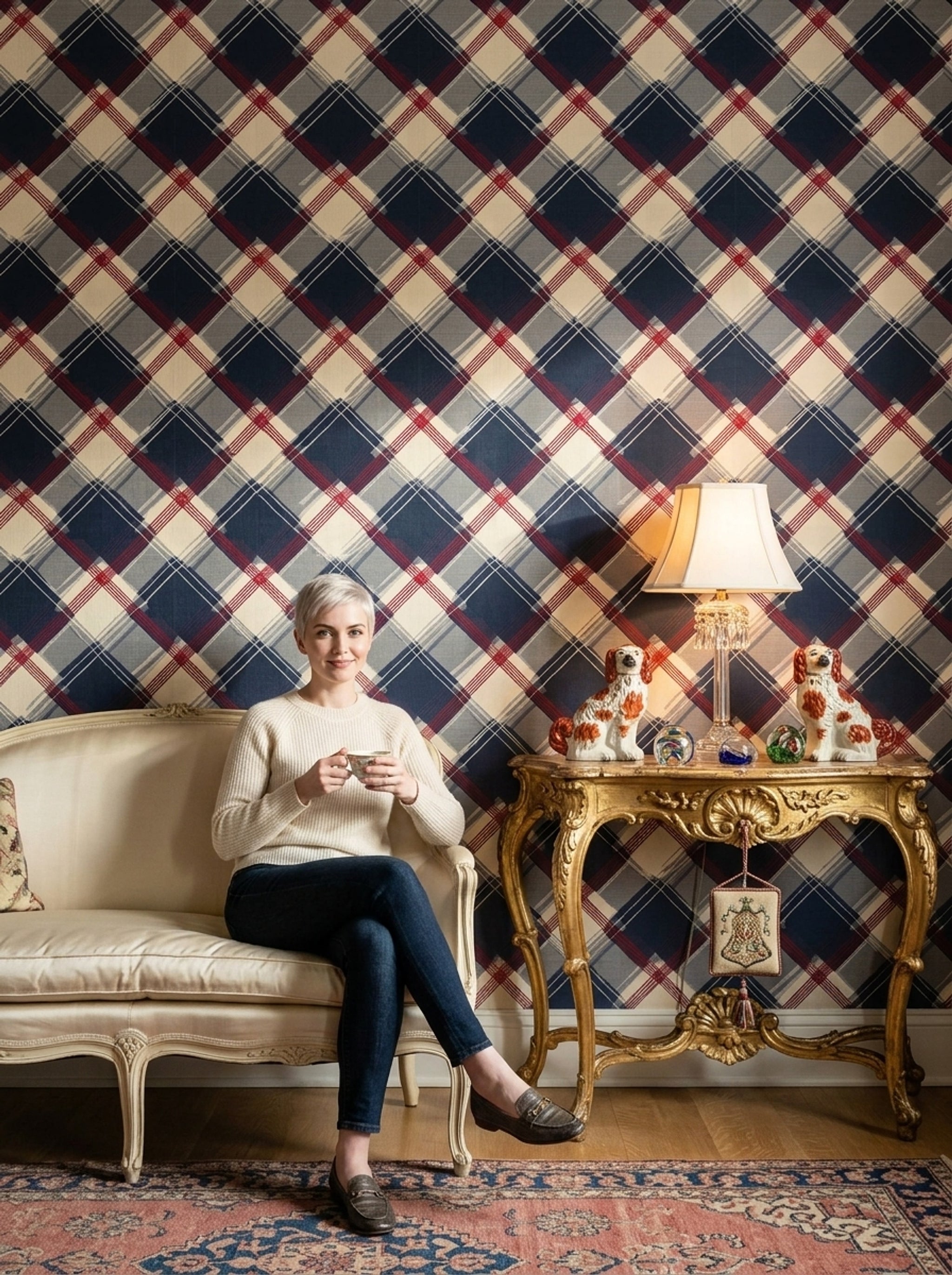Plaid Wallpaper Tartan Navy Decorative Mural