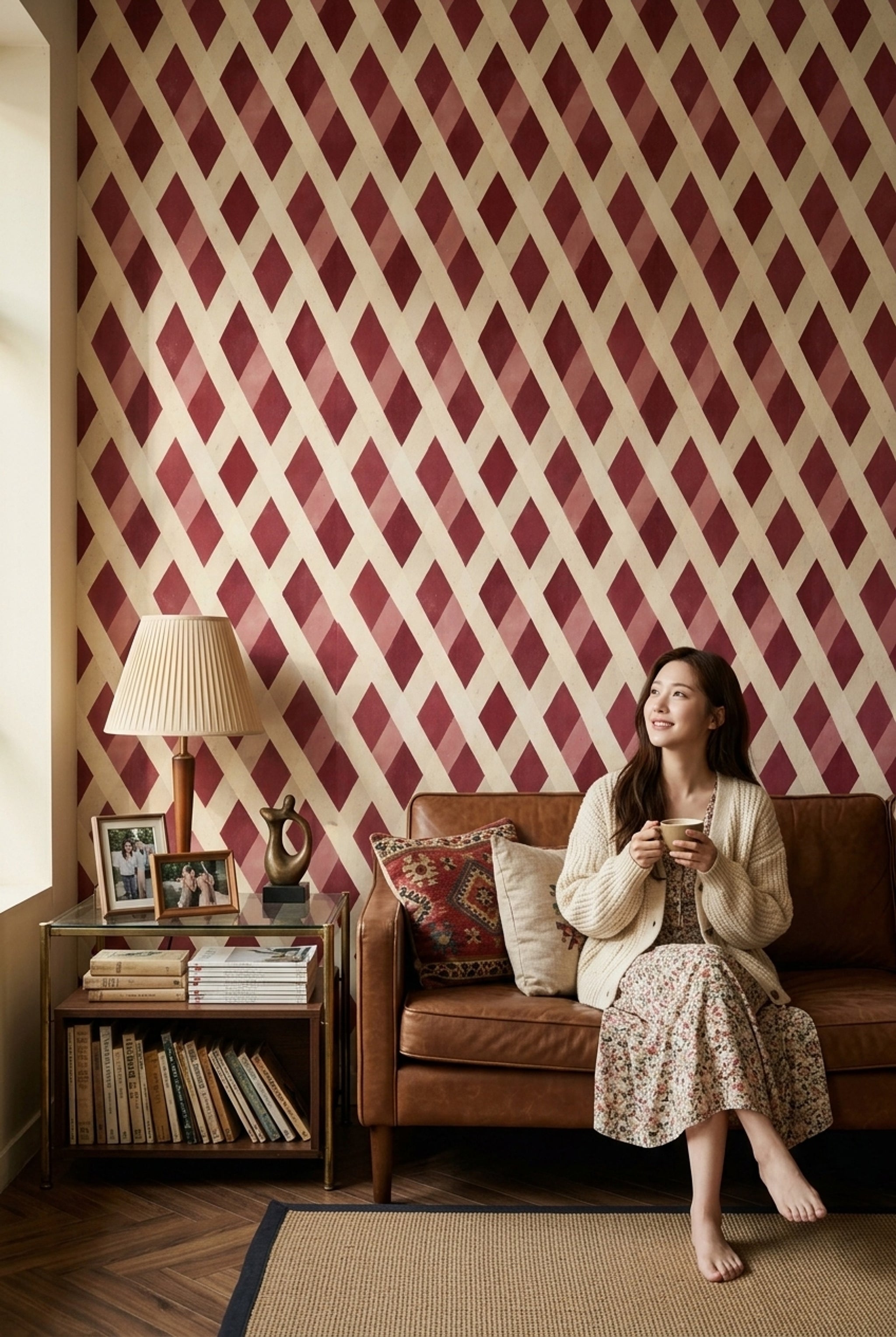 Mid Century Modern Wallpaper Retro Removable Geometric Wall Decor