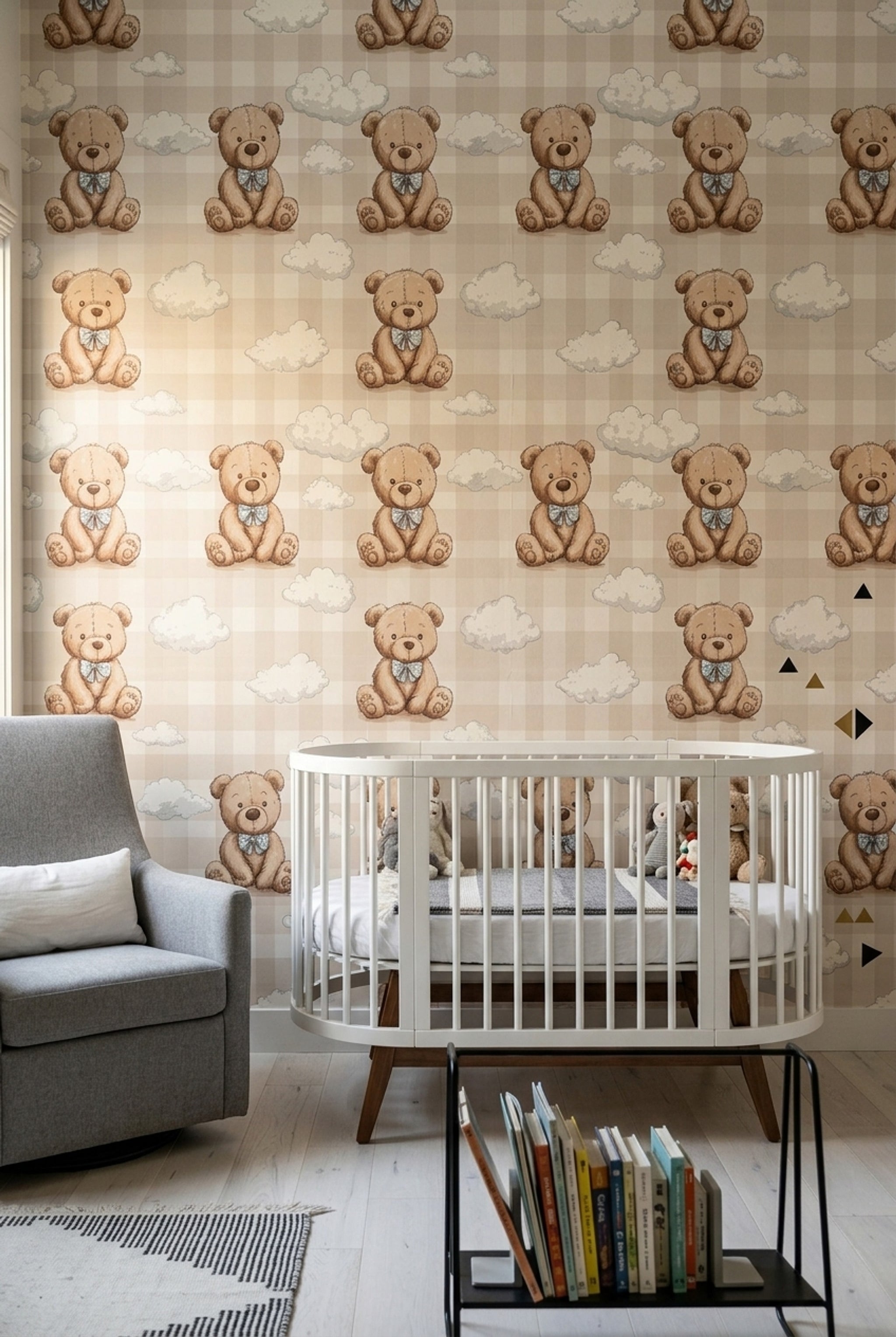 Teddy Bear Wallpaper Nursery Removable Clouds Wall Decor