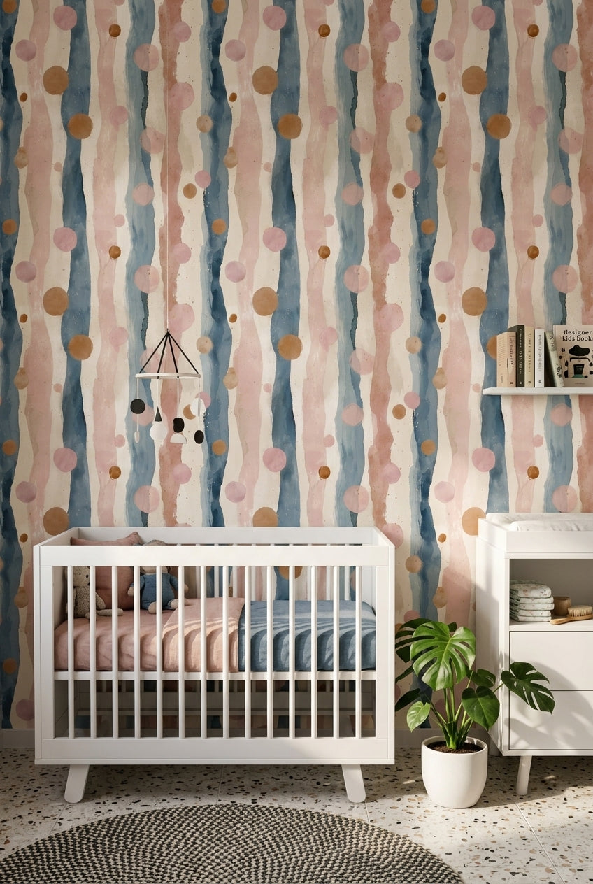 Abstract Watercolor Wallpaper Vertical Stripes Removable Soft Pastel Wall Decor