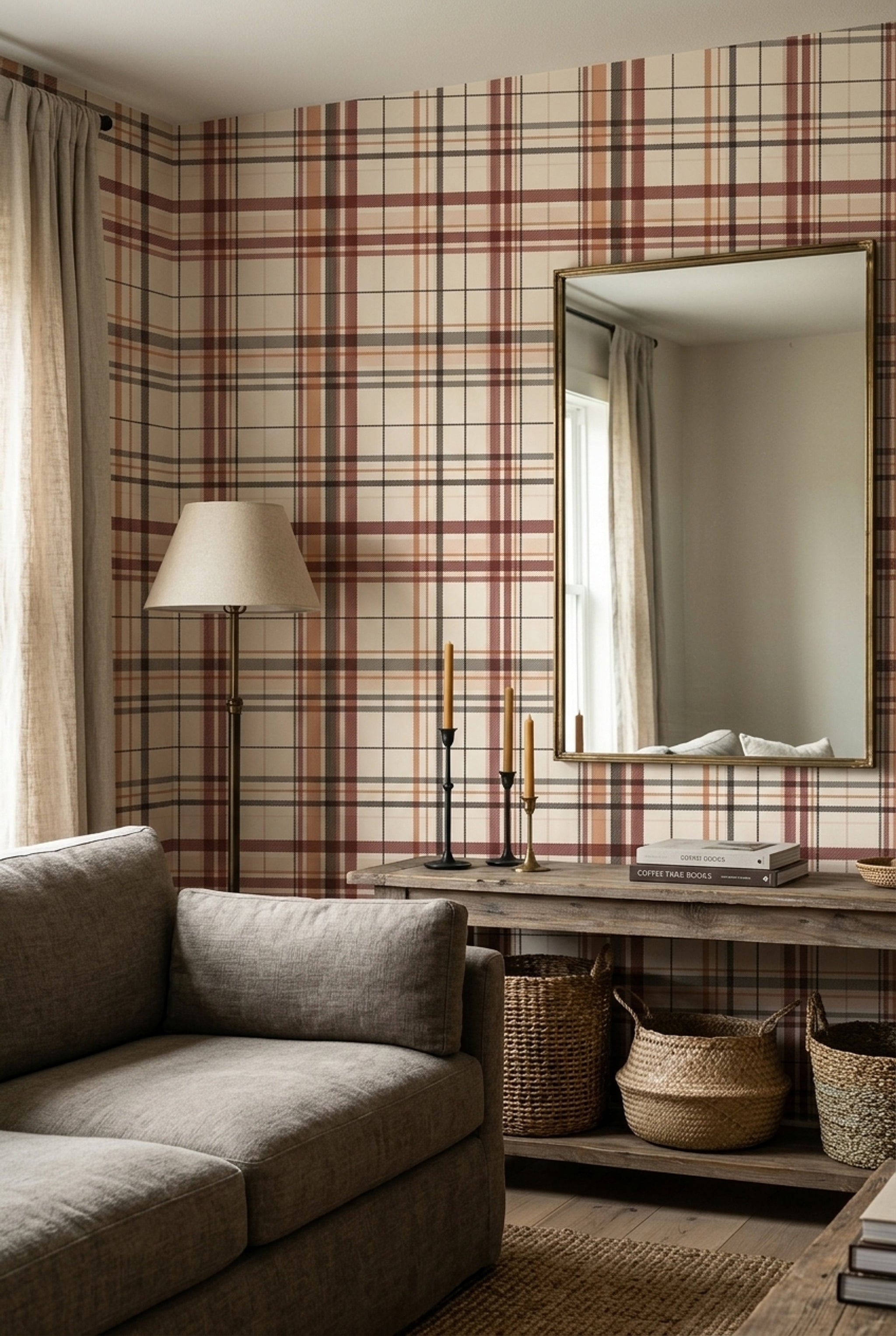 Plaid Wallpaper Tartan Traditional Textile Decorative Mural