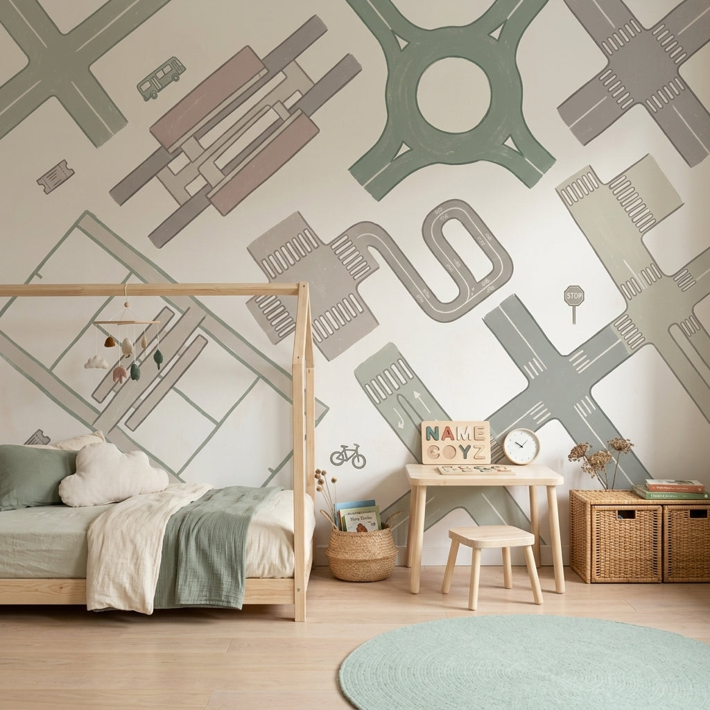 European Map Wallpaper City Streets Road Network Wall Mural