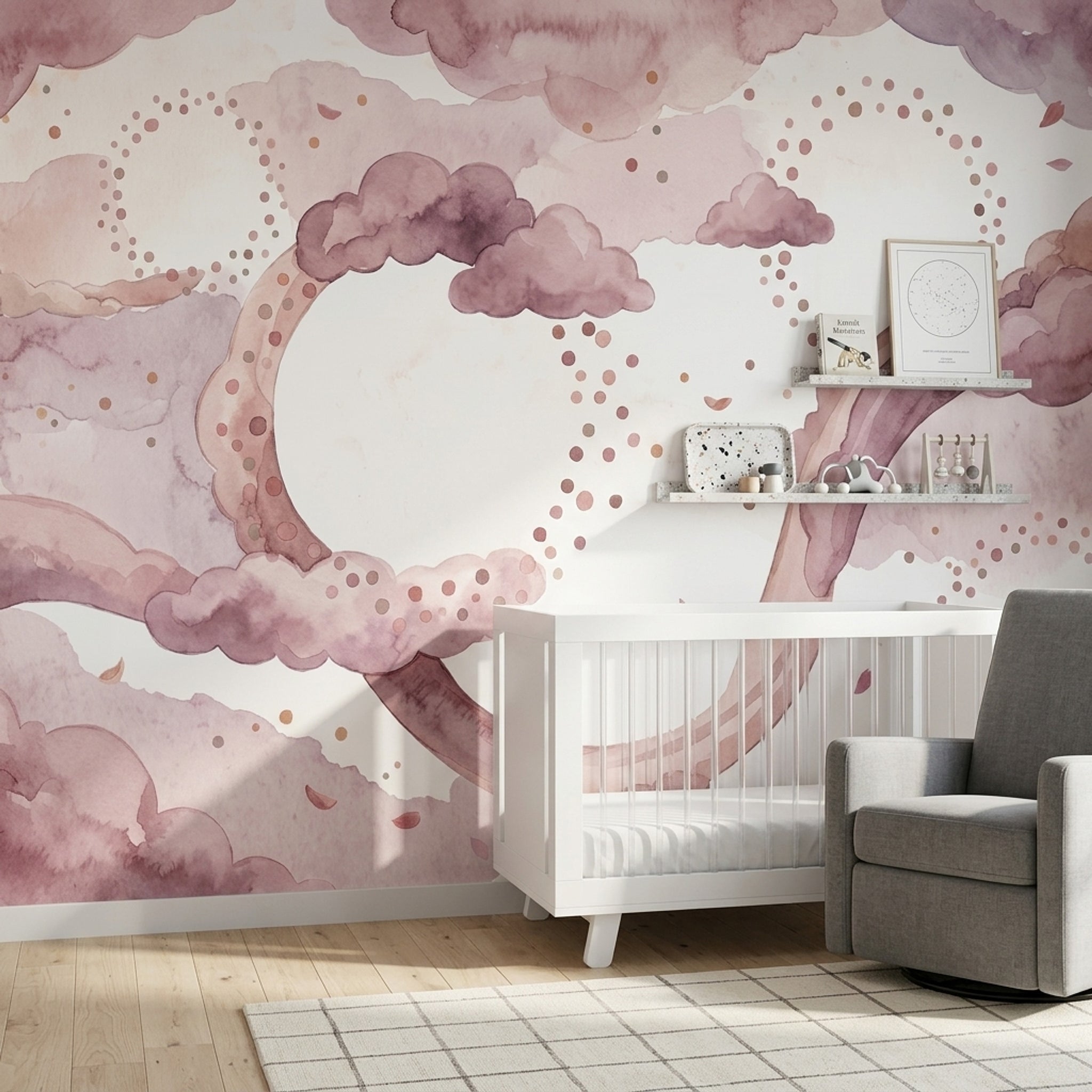 White Background Wallpaper Minimal Watercolor Wall Mural