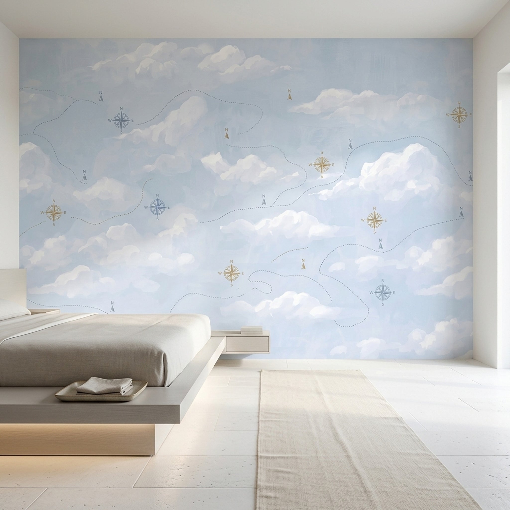 Compass Rose Wallpaper Navigation Travel Map Removable Wall Decor