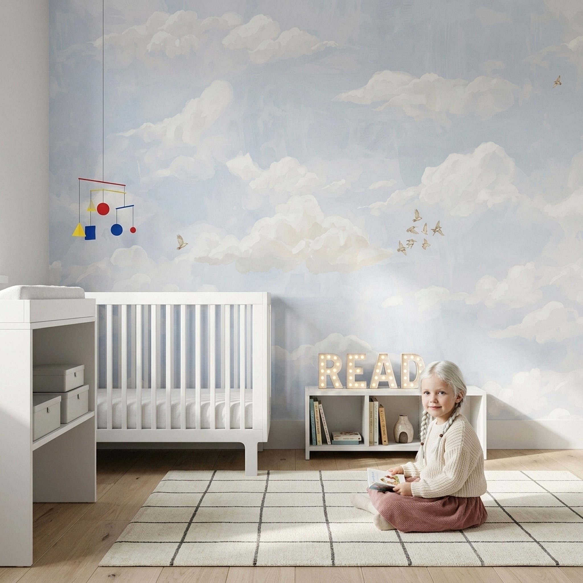 Sky Wallpaper Clouds Removable Birds Wall Decor