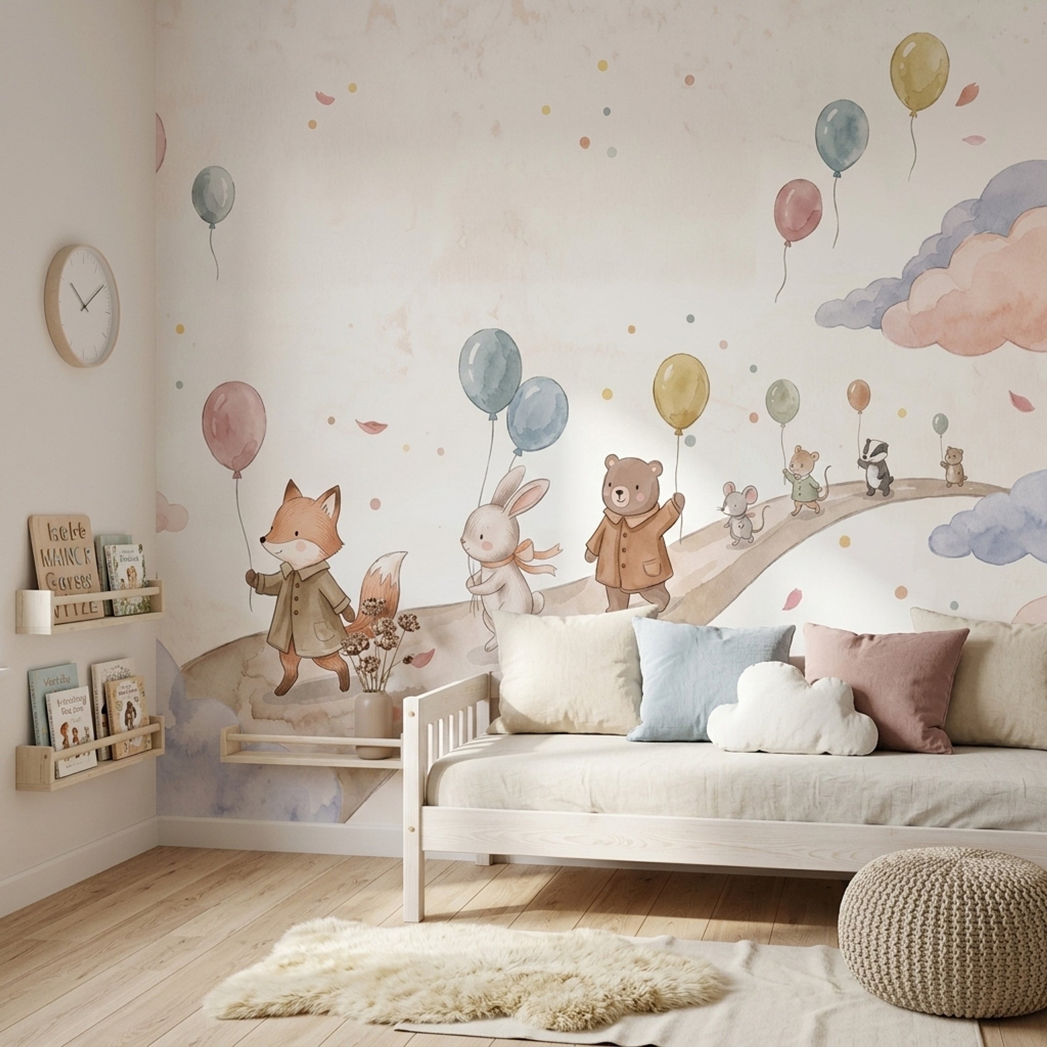 Woodland Animals Wallpaper Watercolor Removable Nursery Wall Decor