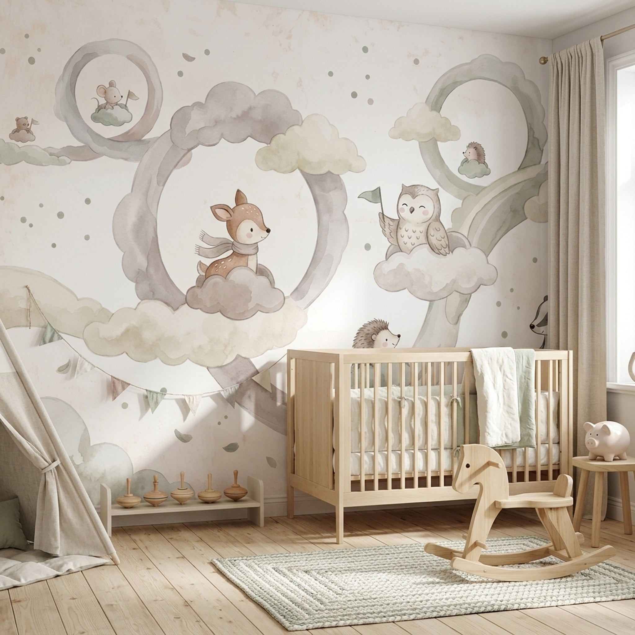 Cloudy Sky Wallpaper Nursery Removable Kids Wall Decor