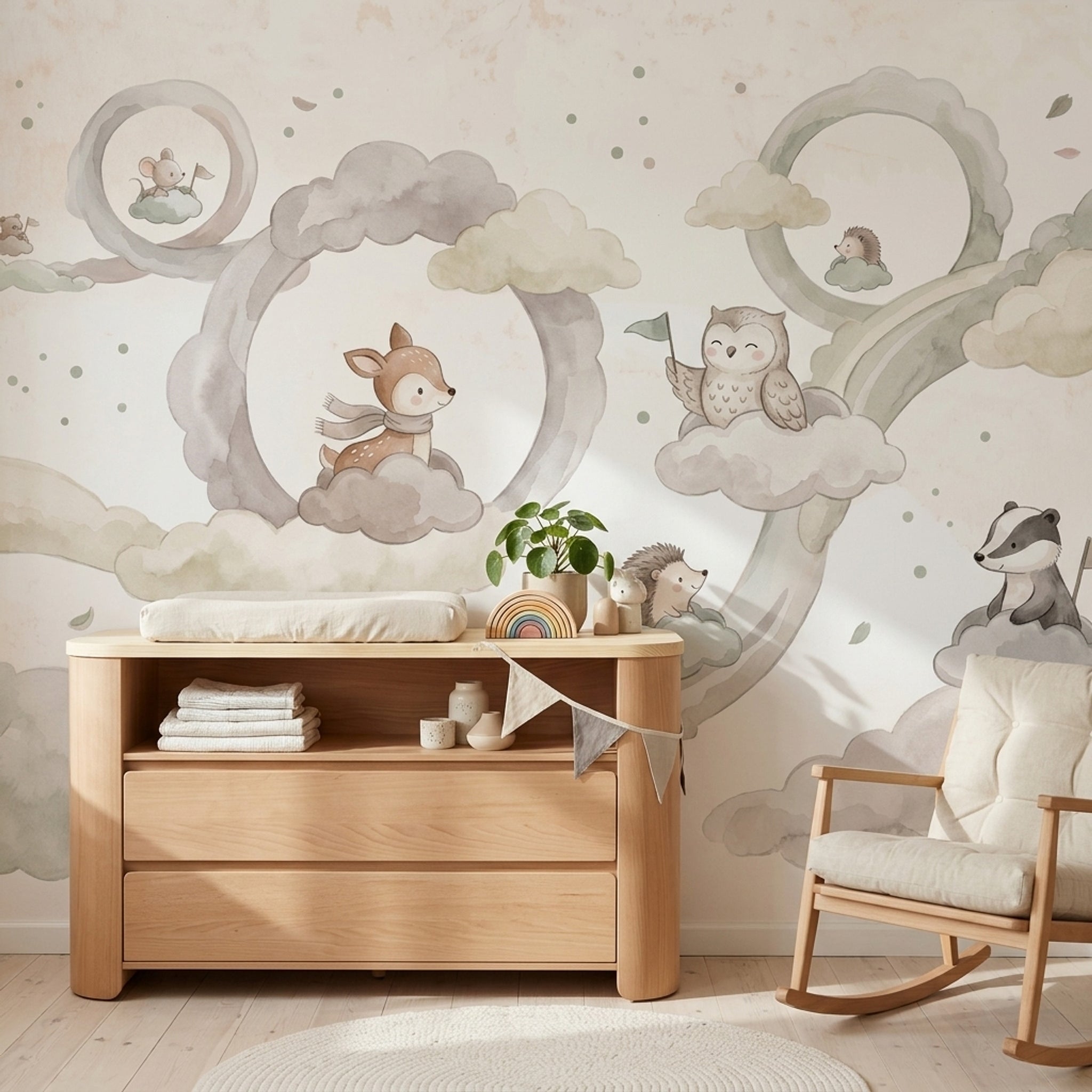 Cloudy Sky Wallpaper Nursery Removable Kids Wall Decor