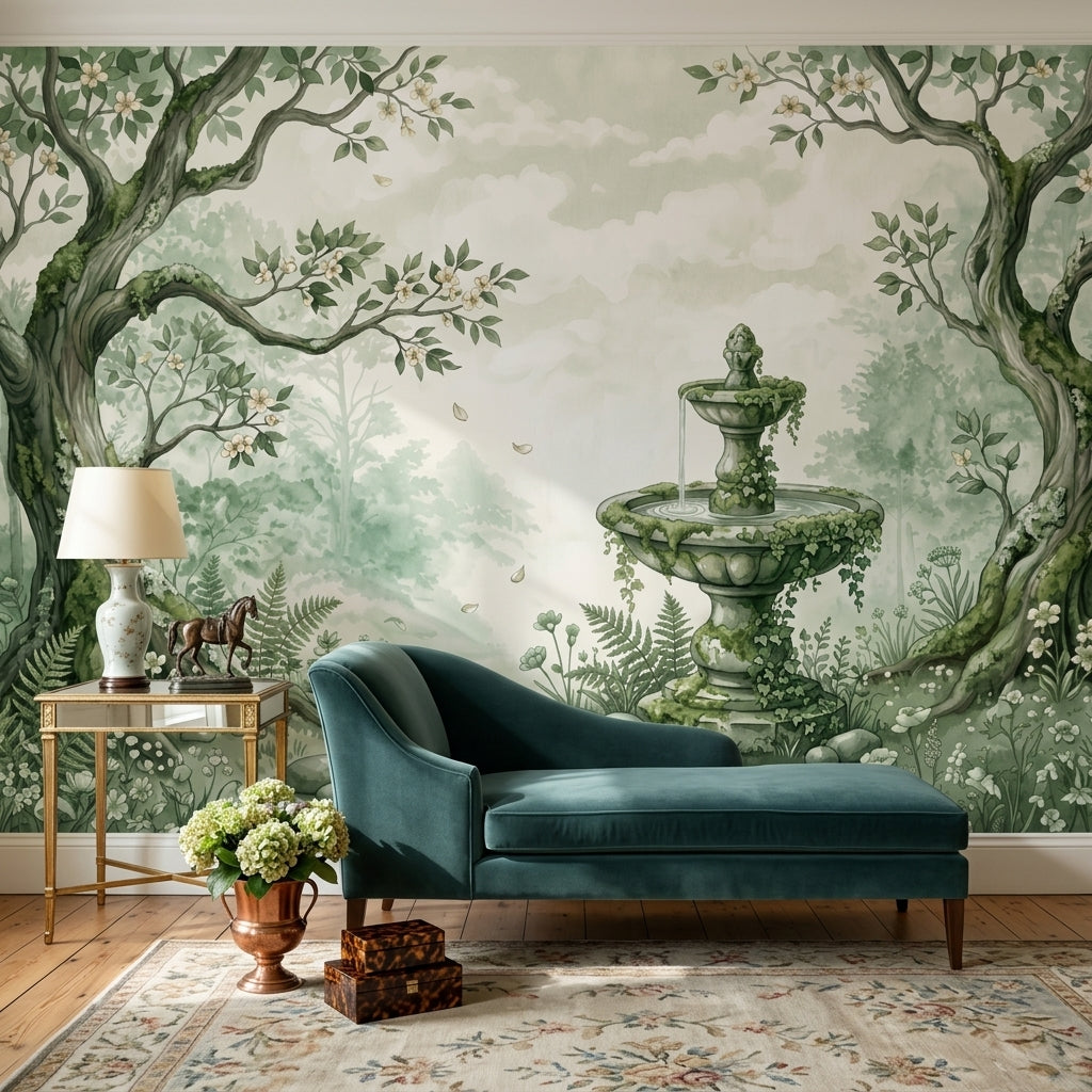 Cloudy Sky Wallpaper Misty Woodland Removable Wall Decor