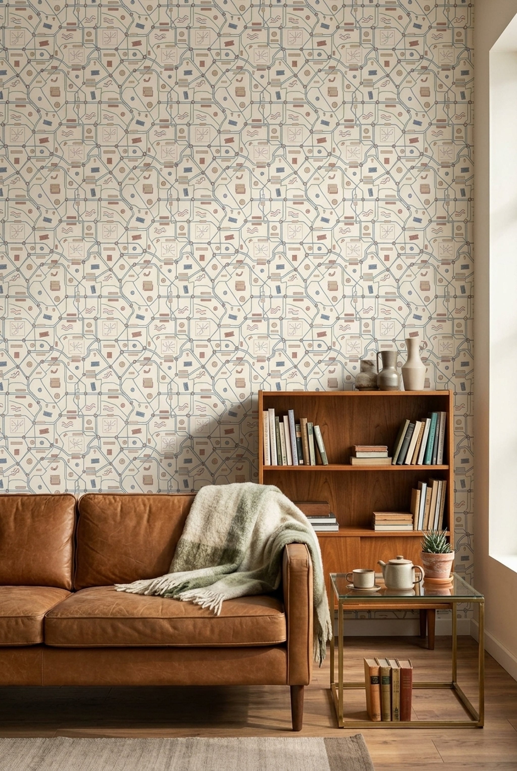 Mid Century Modern Wallpaper Retro Mural Minimalist Wall Decor