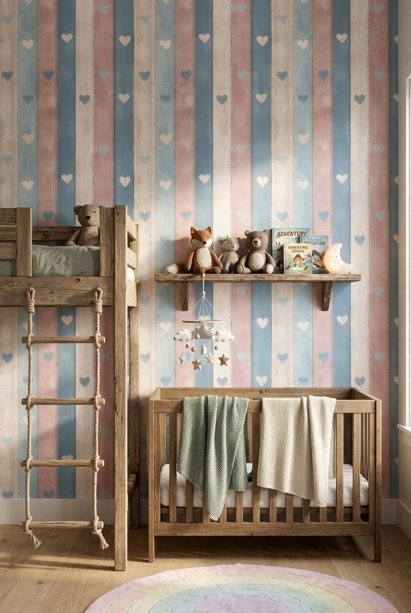 Distressed Wood Wallpaper Pastel Shabby Chic Removable Wall Decor