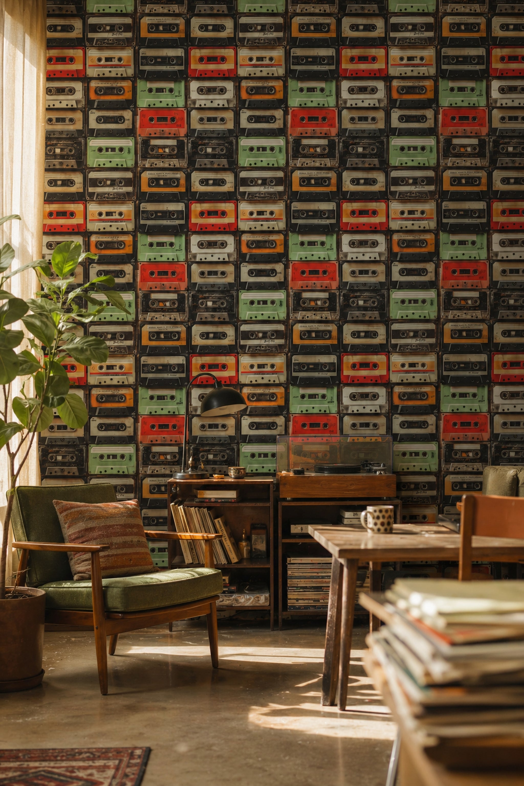 Vintage Cassette Tapes Wallpaper Retro Music Wall Decor