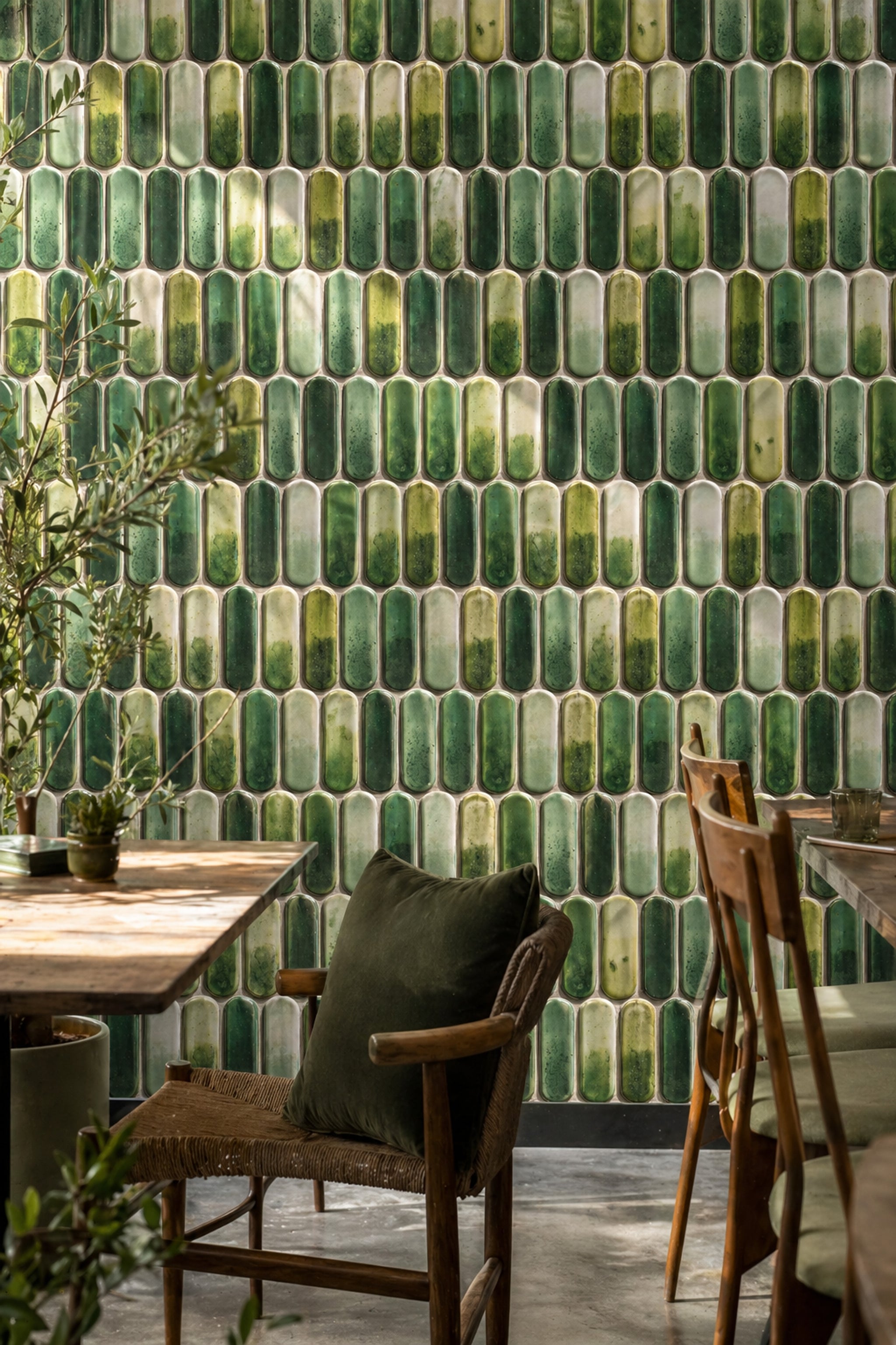 Glazed Ceramic Wallpaper Tile Geometric Shapes Removable Wall Decor