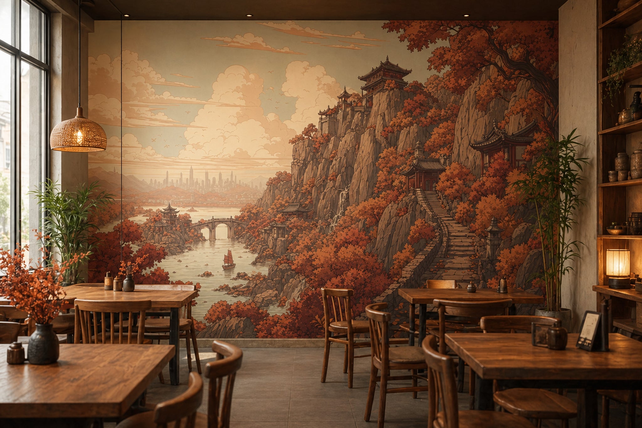 Walls Wallpaper Cliff Removable Pagoda Wall Decor