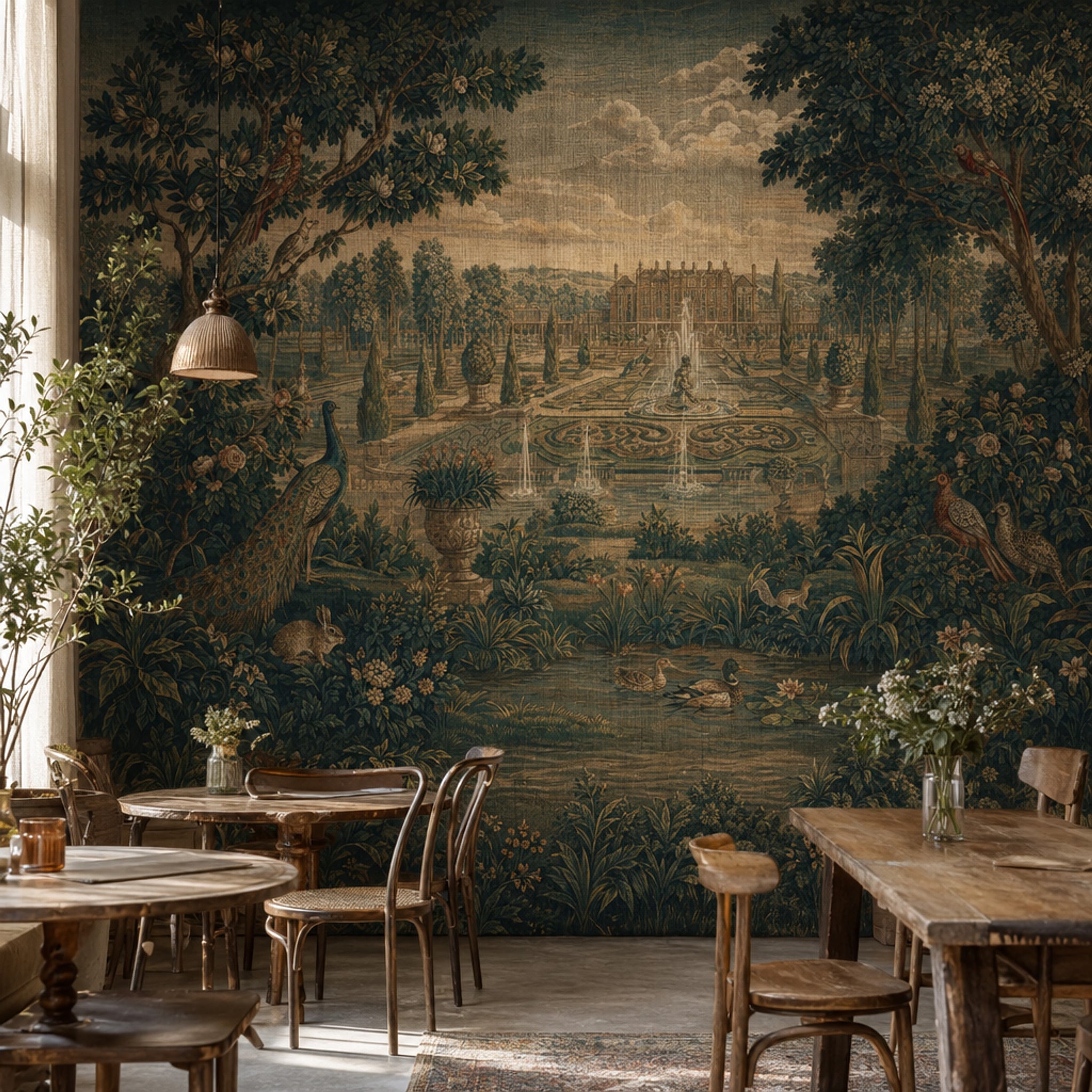 Muted Green Wallpaper Garden Chateau Removable Wall Decor