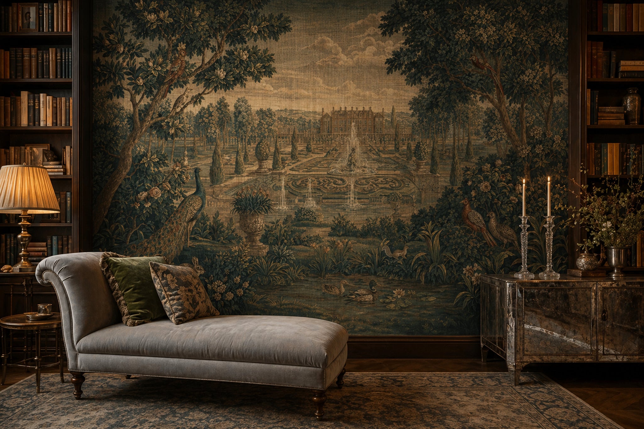 Muted Green Wallpaper Garden Chateau Removable Wall Decor