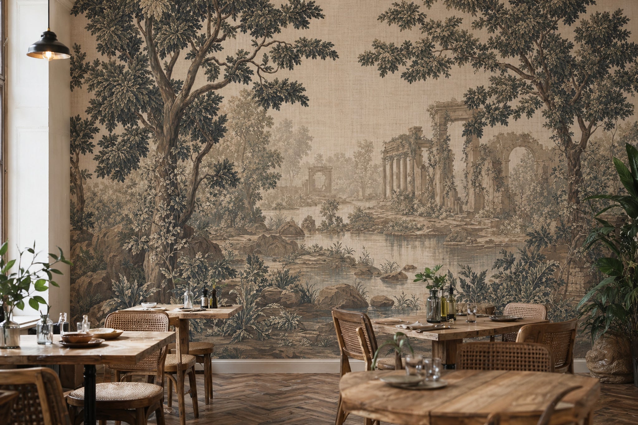 Classical Ruins Wallpaper Roman Arch River Landscape Wall Mural