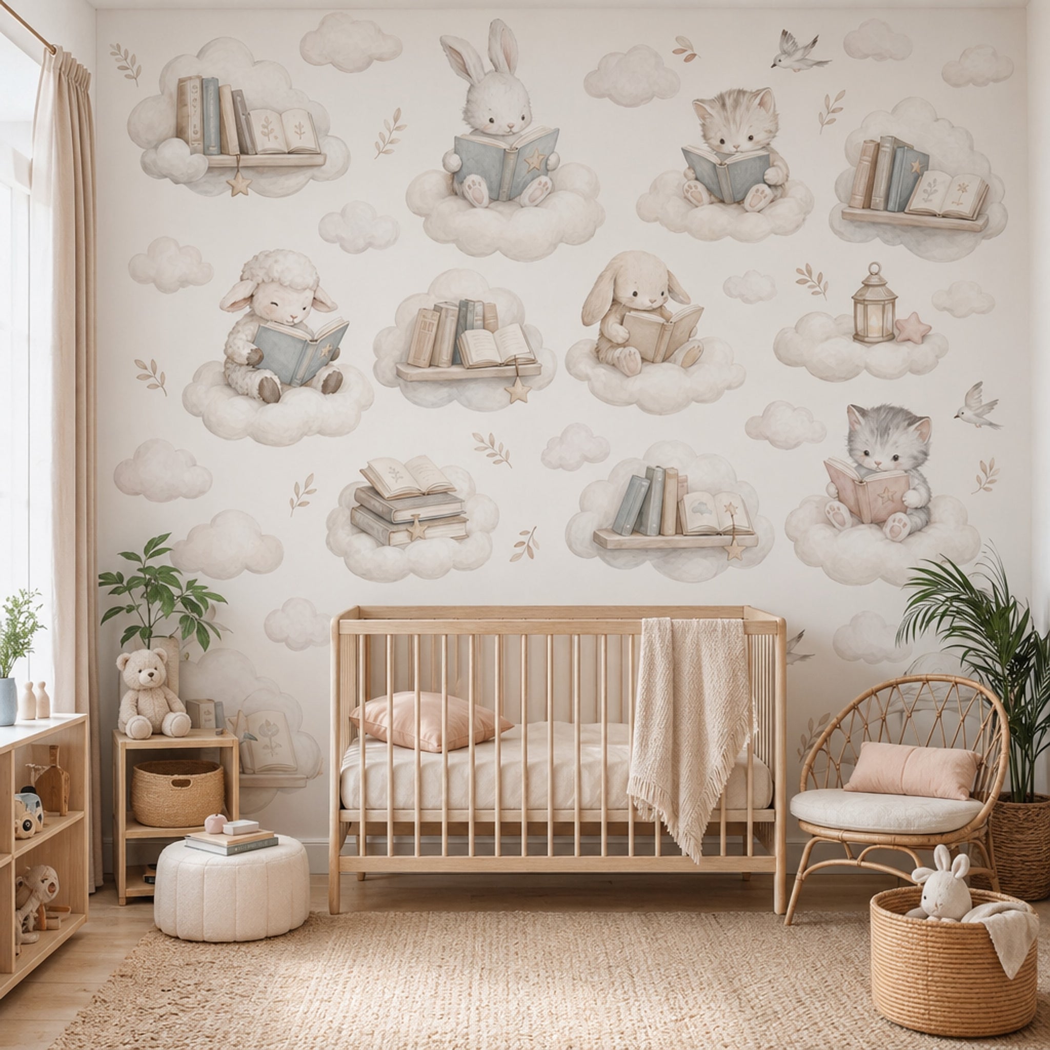 White Background Wallpaper Nursery Kids Wall Mural