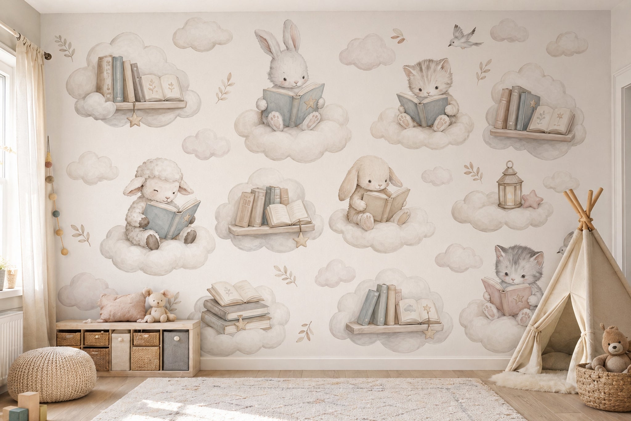 White Background Wallpaper Nursery Kids Wall Mural