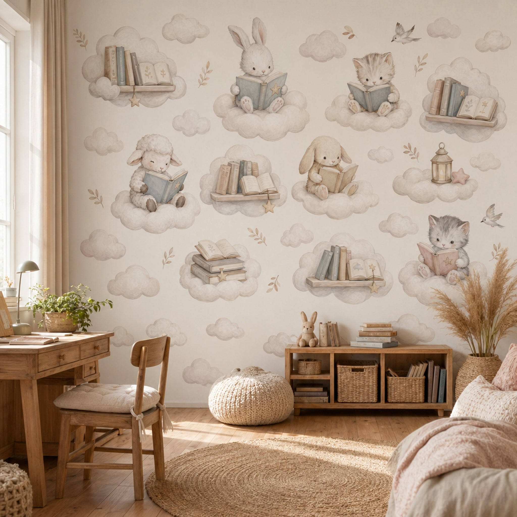 White Background Wallpaper Nursery Kids Wall Mural