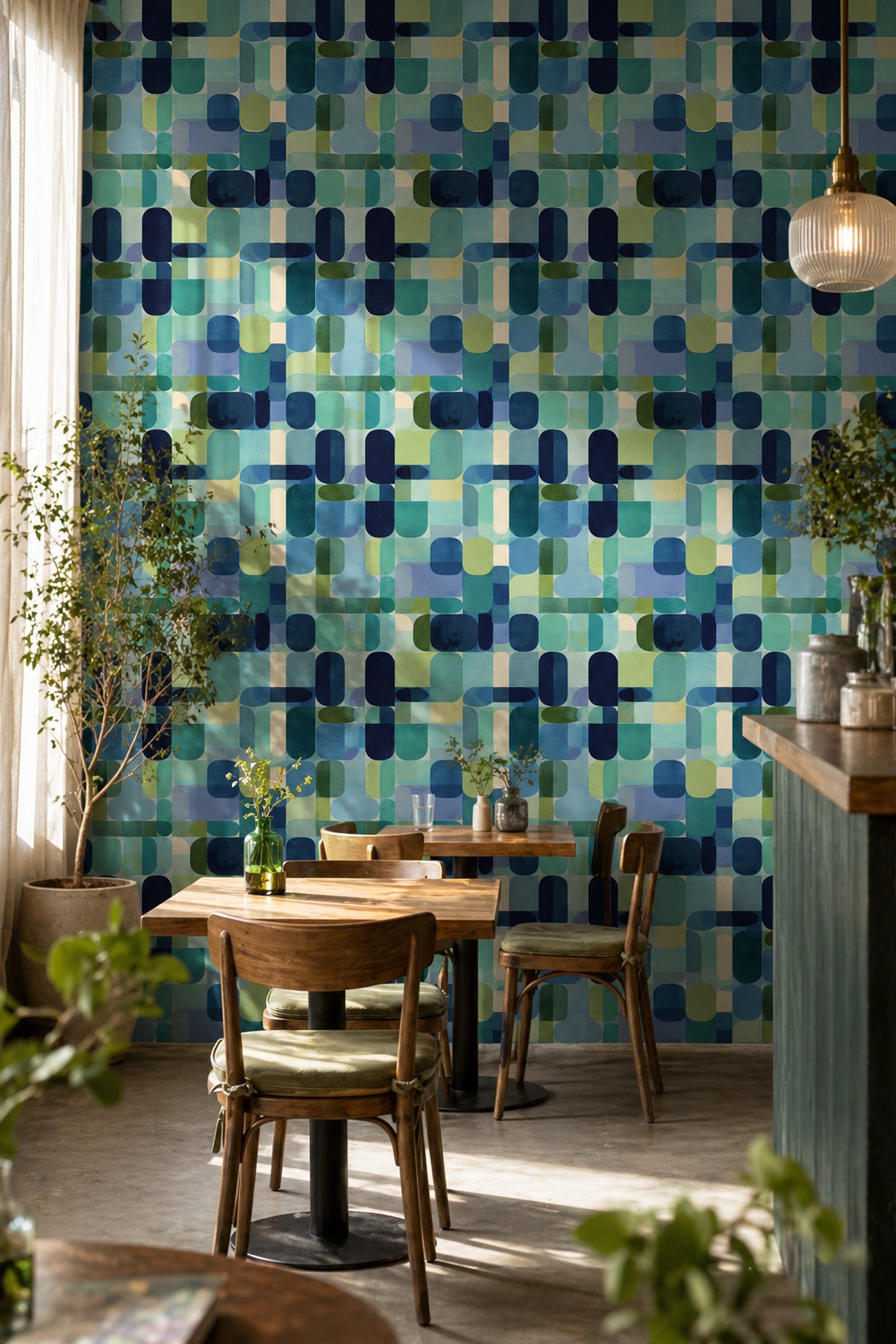 Mid Century Modern Wallpaper Retro Geometric Decorative Mural