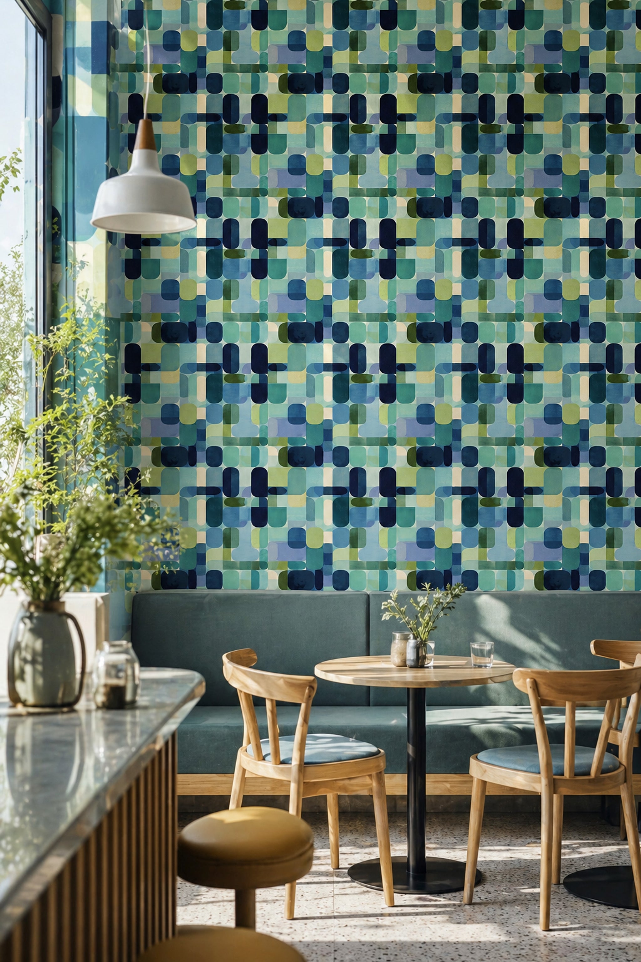 Mid Century Modern Wallpaper Retro Geometric Decorative Mural