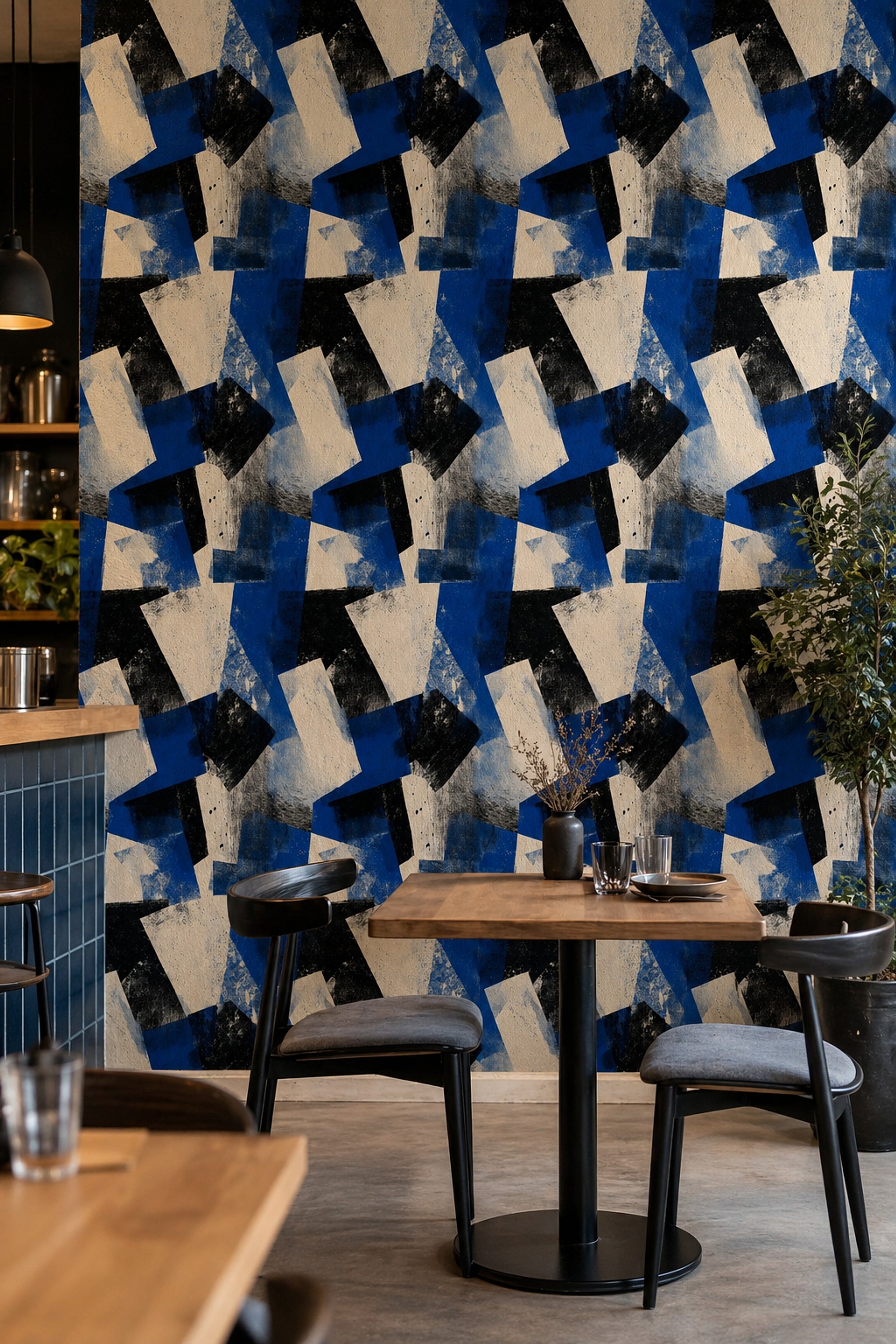 Geometric Shapes Wallpaper Textured Brush Strokes Color Block Decorative Mural