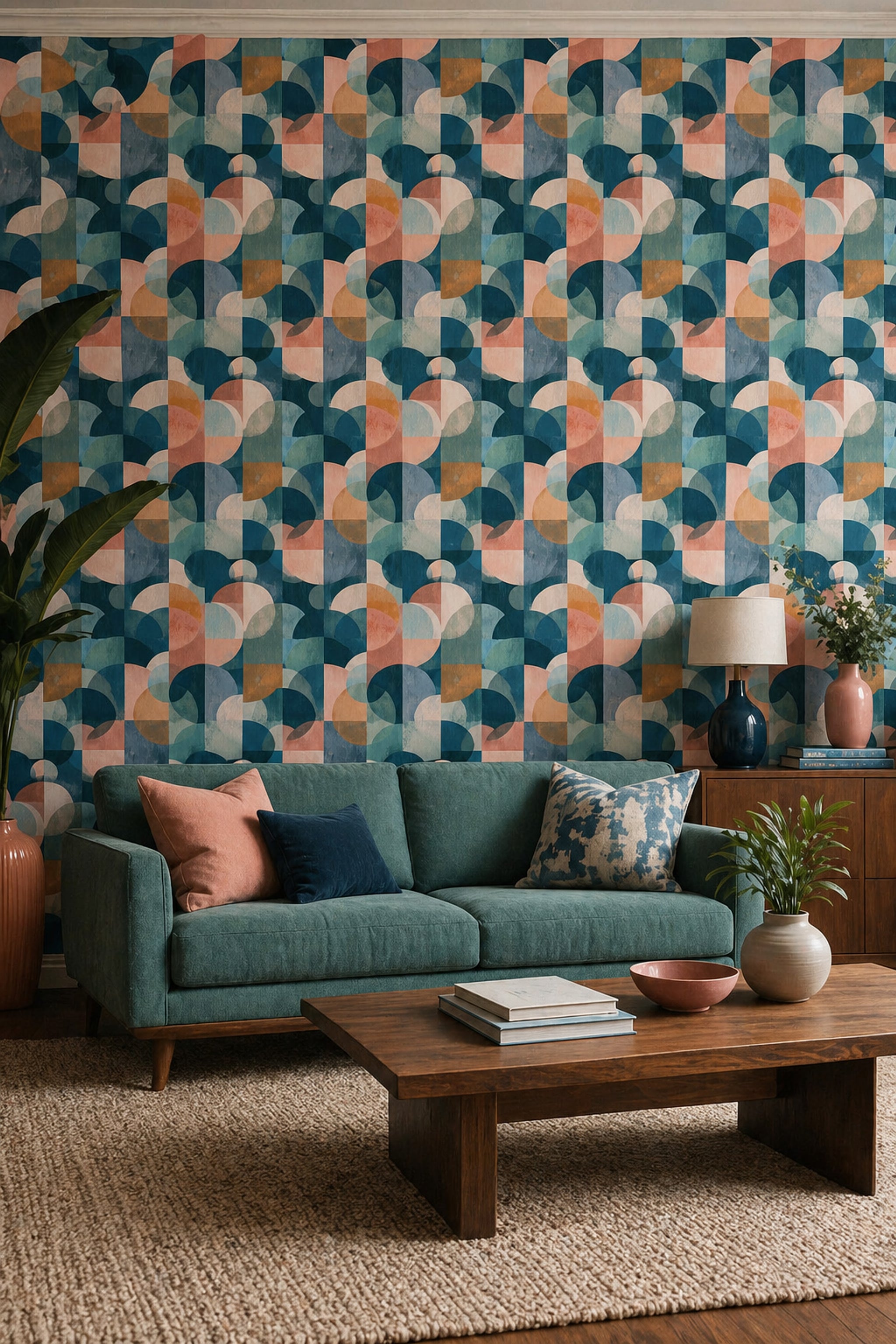 Mid Century Modern Wallpaper Geometric Removable Wall Decor