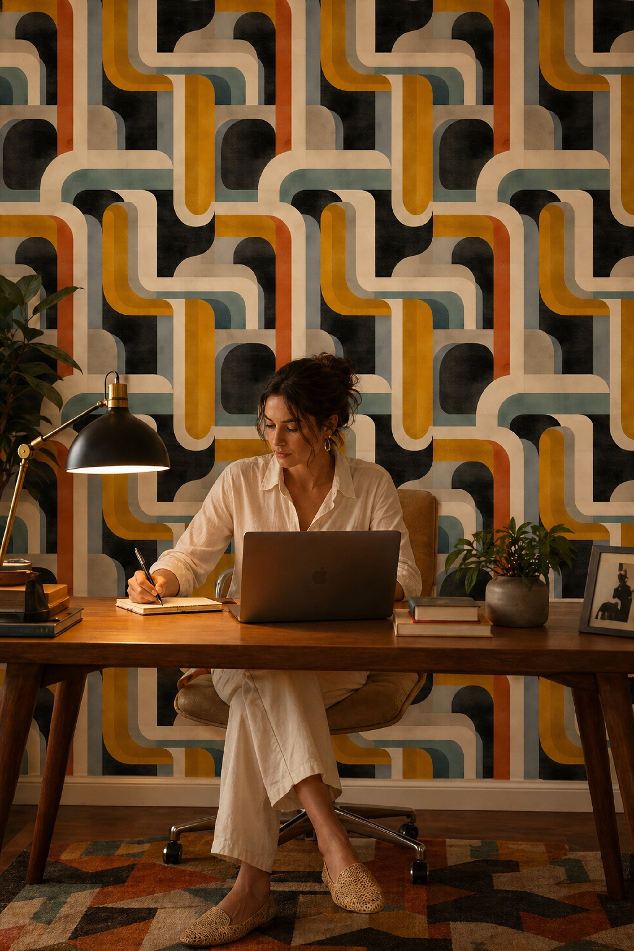 Mid Century Modern Wallpaper Retro Geometric Decorative Mural
