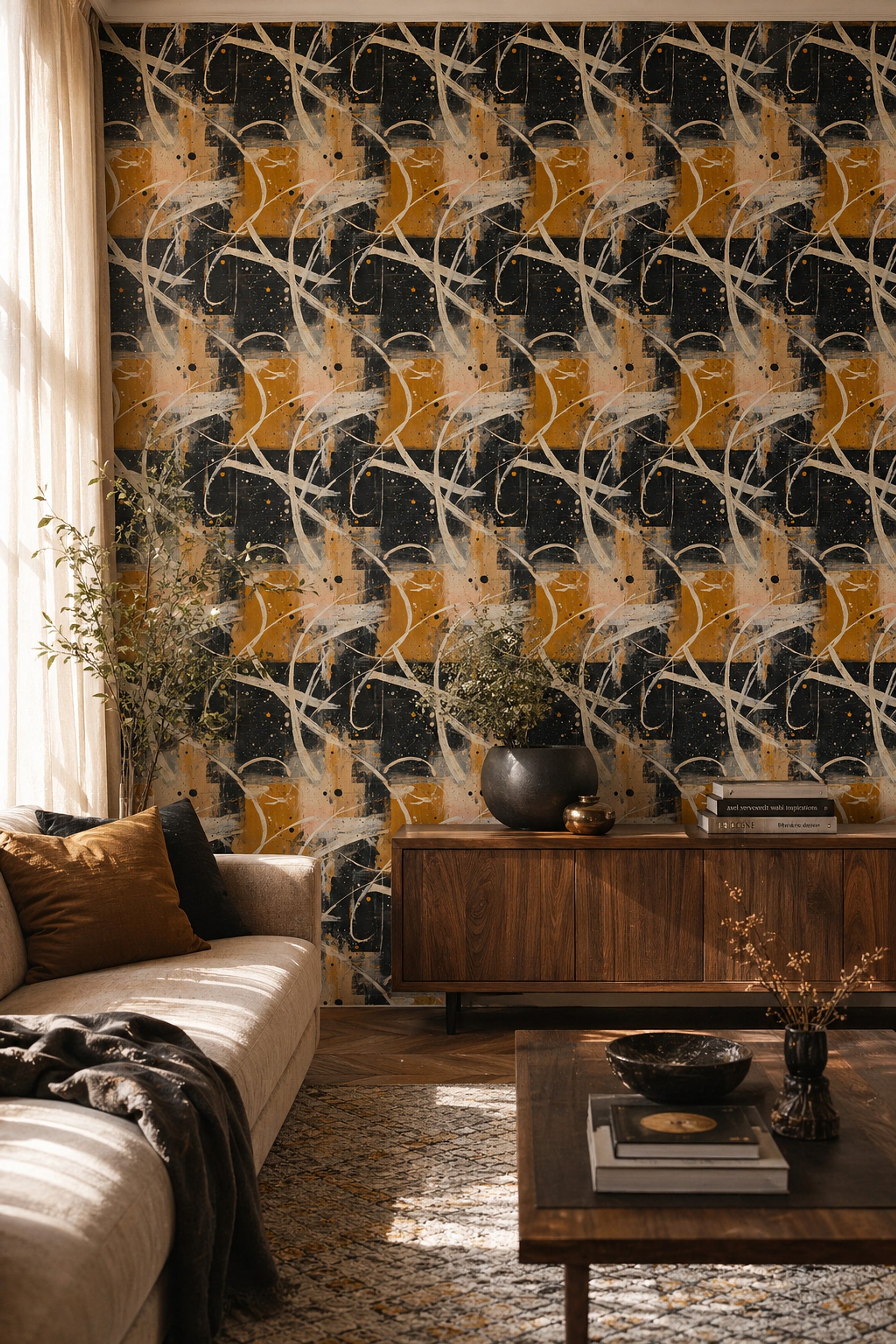 Background White Wallpaper Abstract Modern Removable Wall Decor