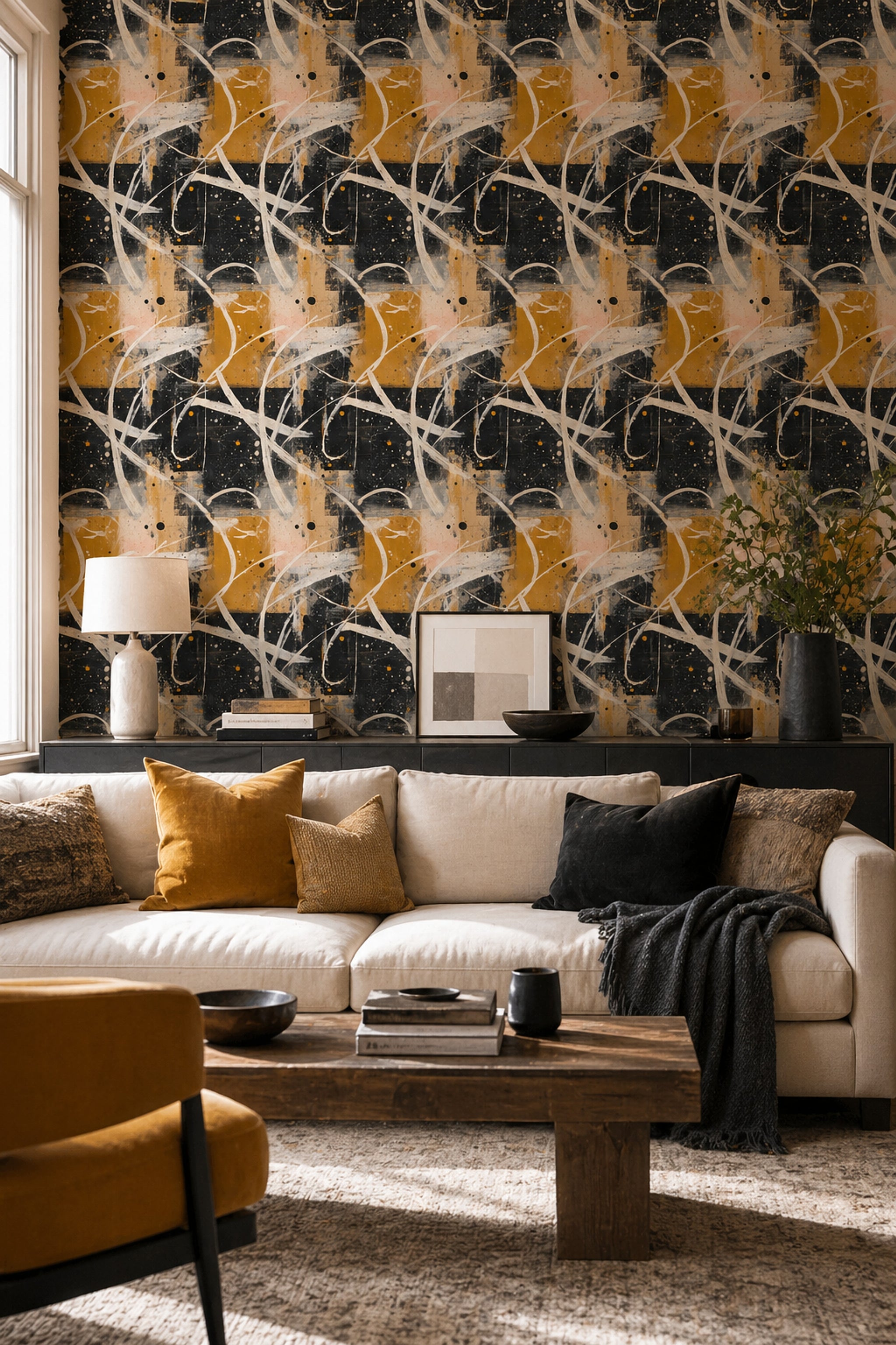 Background White Wallpaper Abstract Modern Removable Wall Decor