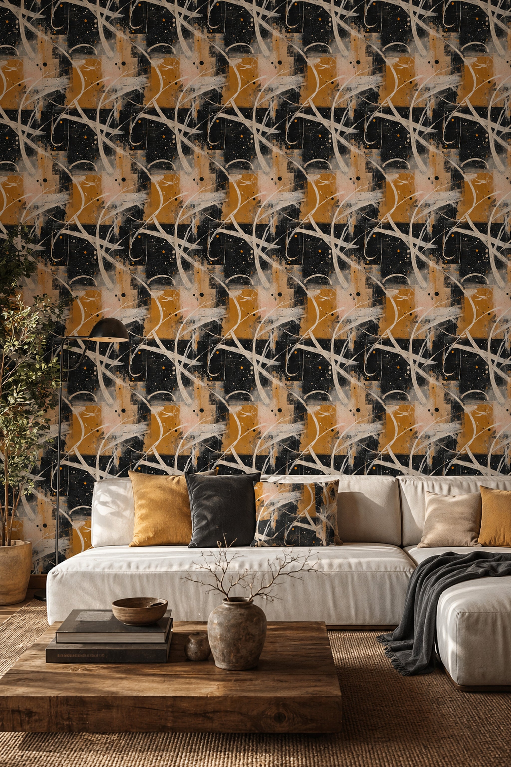 Background White Wallpaper Abstract Modern Removable Wall Decor