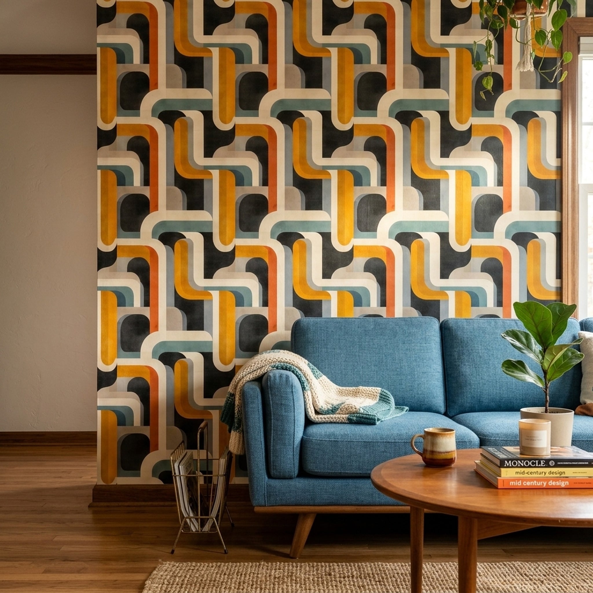 Mid Century Modern Wallpaper Retro Geometric Decorative Mural