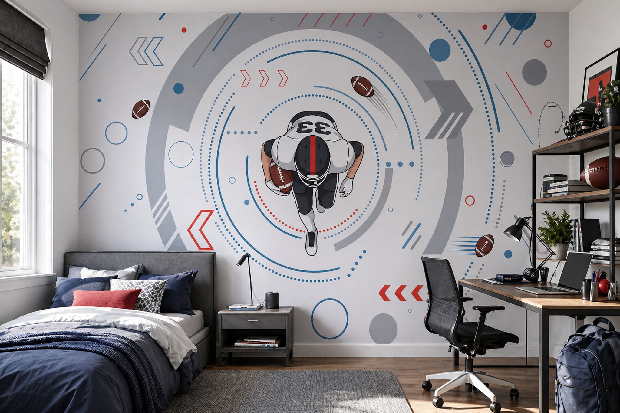Bright Background Wallpaper Light Gray Navy Blue Wall Mural
